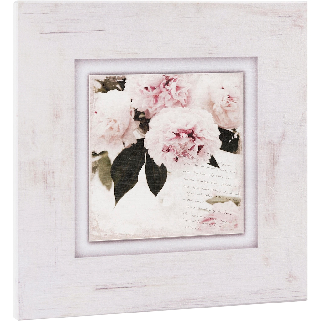 Home affaire Holzbild »Rosa Blumen«, 40/40 cm