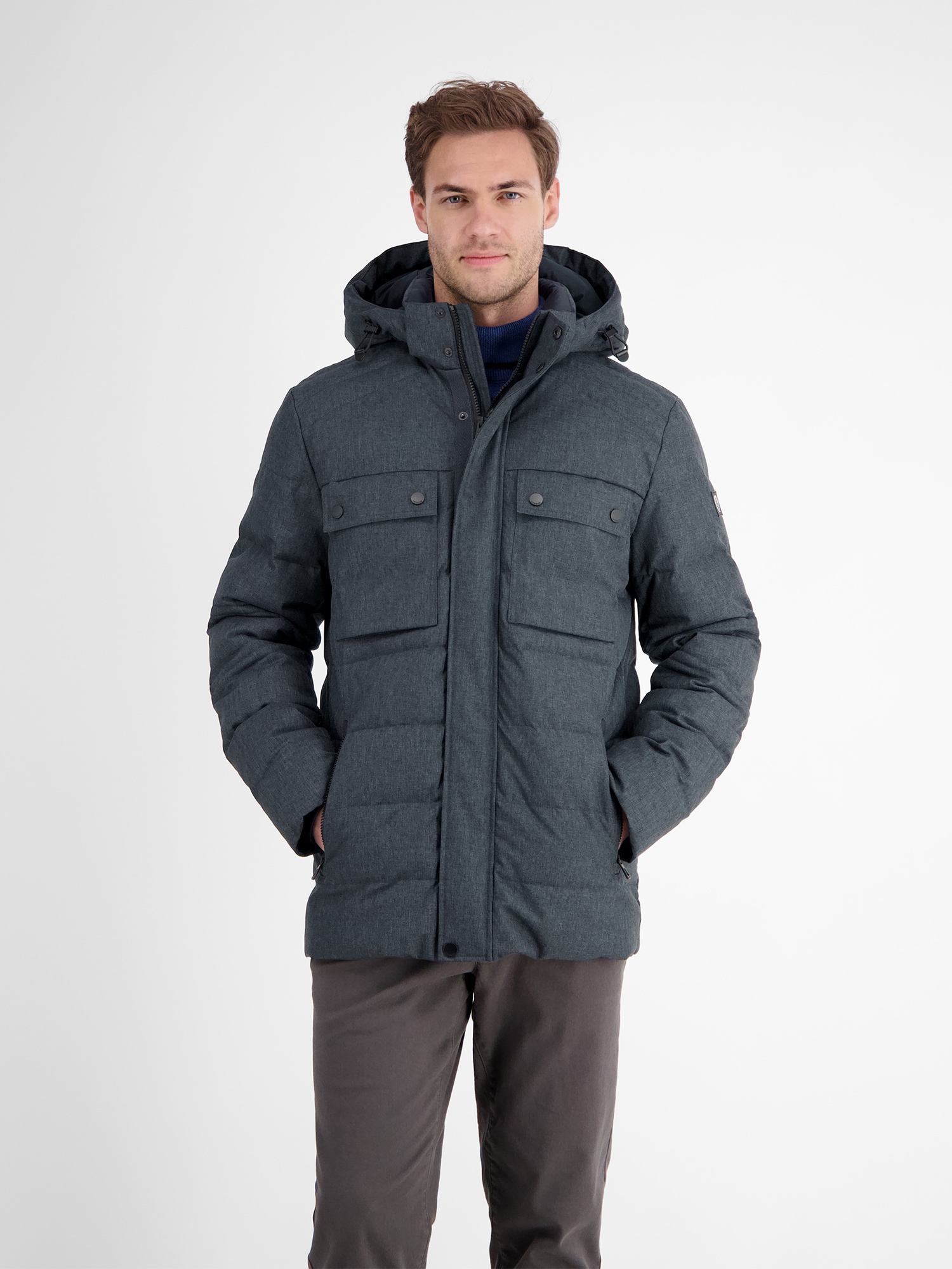 LERROS Outdoorjacke »LERROS Herren Fieldjacket in Woll-Optik« mit Kapuze Wasser- und windabweisend, atmungsaktiv