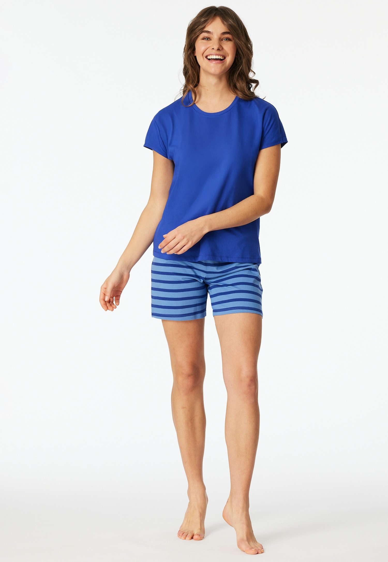 Schiesser Shorty »Casual Essentials« 2 mit unifarbenem Shirt und gestreifter Hose