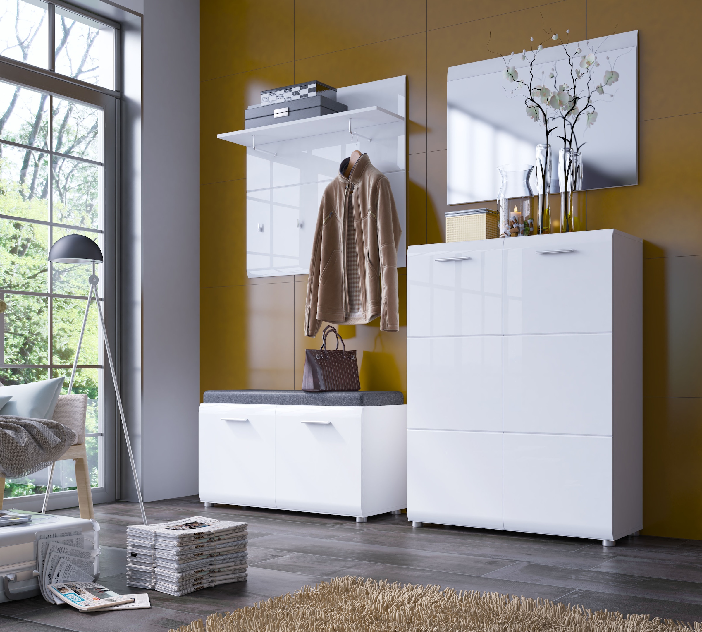LIVING CHARM Sitzbank »Merano«, Breite 96 cm, mit Sitzkissen