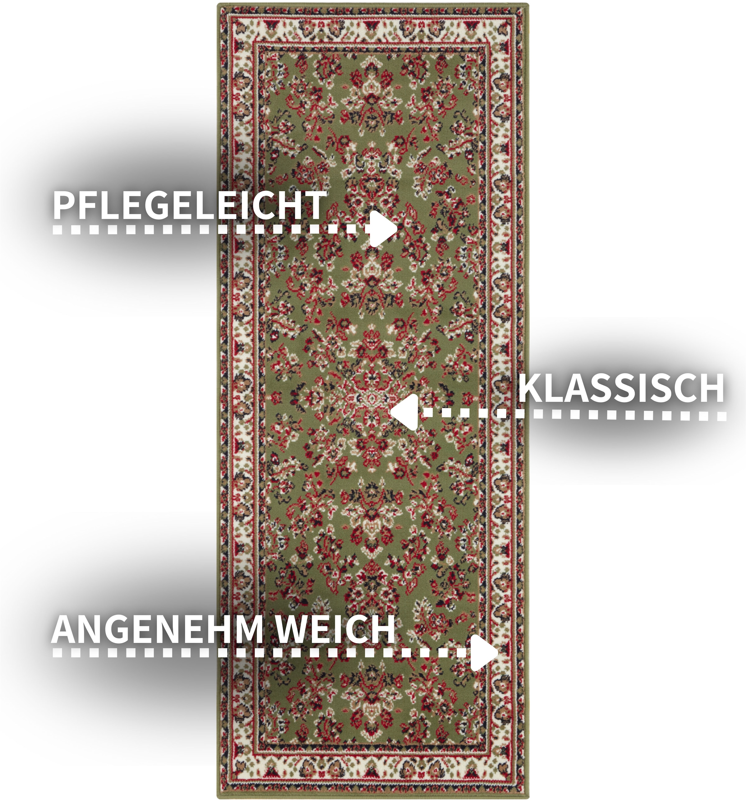 HANSE Home Teppich »Halton«, rechteckig, 8 mm Höhe, Kurzflor, Orient-Optik, mit Bordüre, Läufer, pflegeleicht, gekettelt