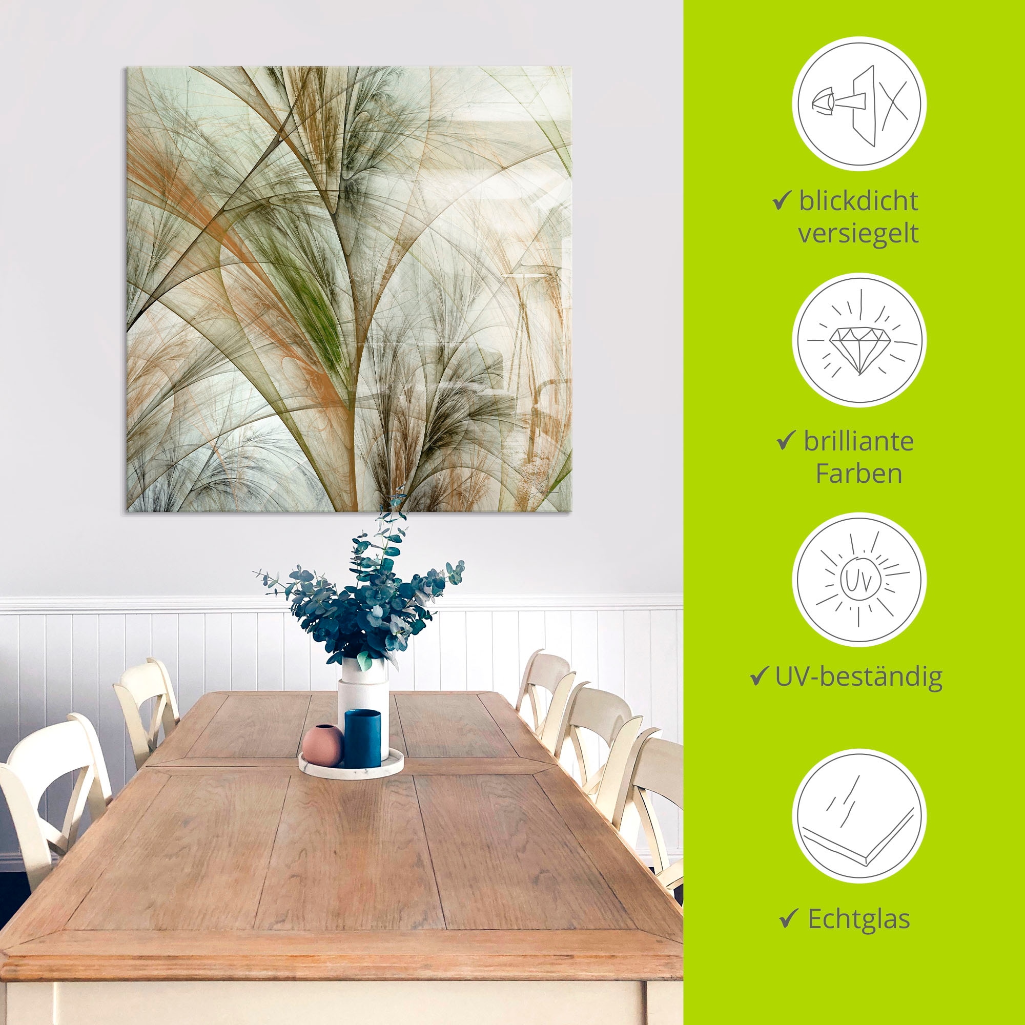 Artland Tableau en verre »Fraktales Gras IV« 1 cuis tlg. in verschiedenen Grössen