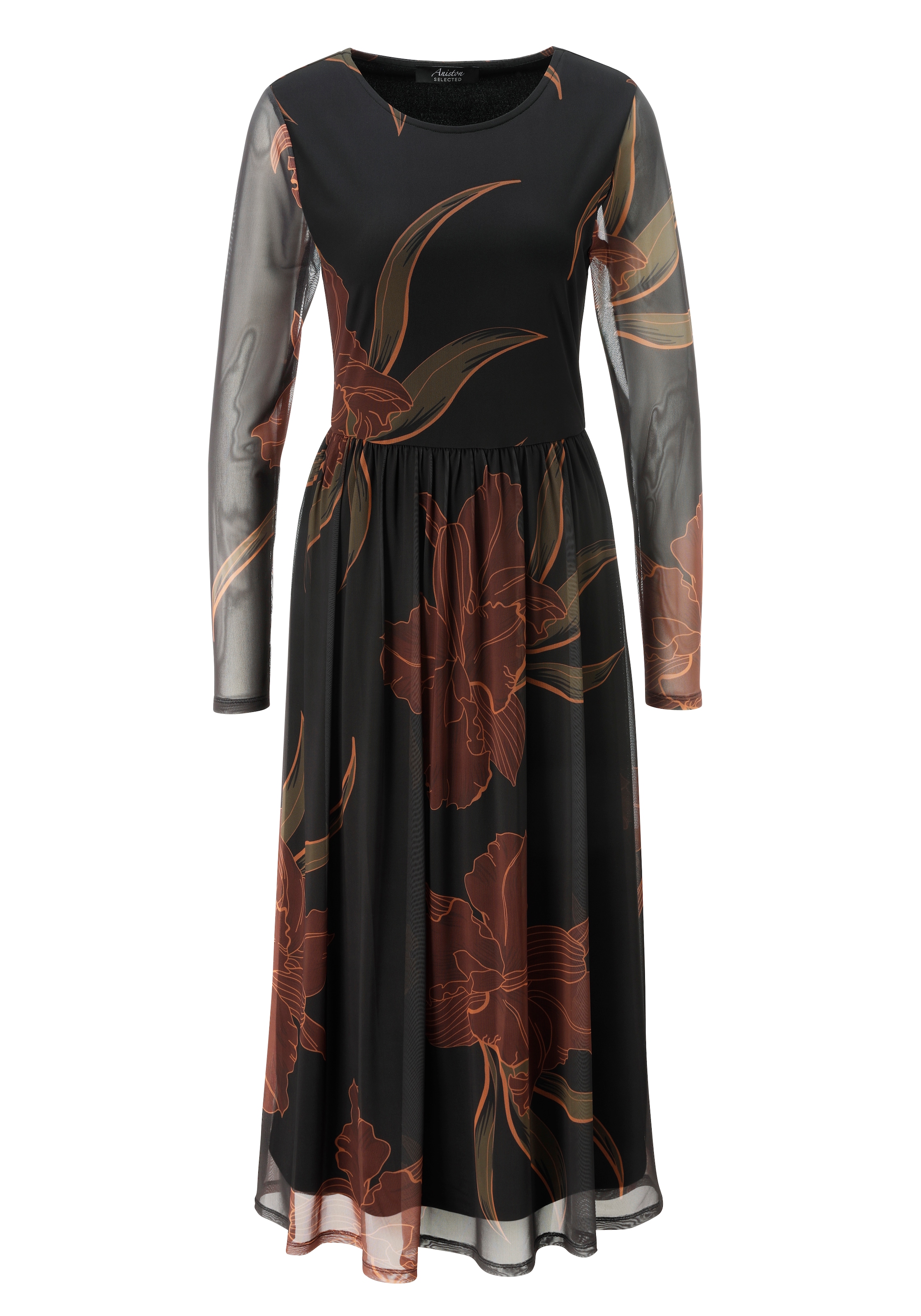 Aniston SELECTED Robe midi en qualité mesh avec élastique à la taille - NOUVELLE COLLECTION