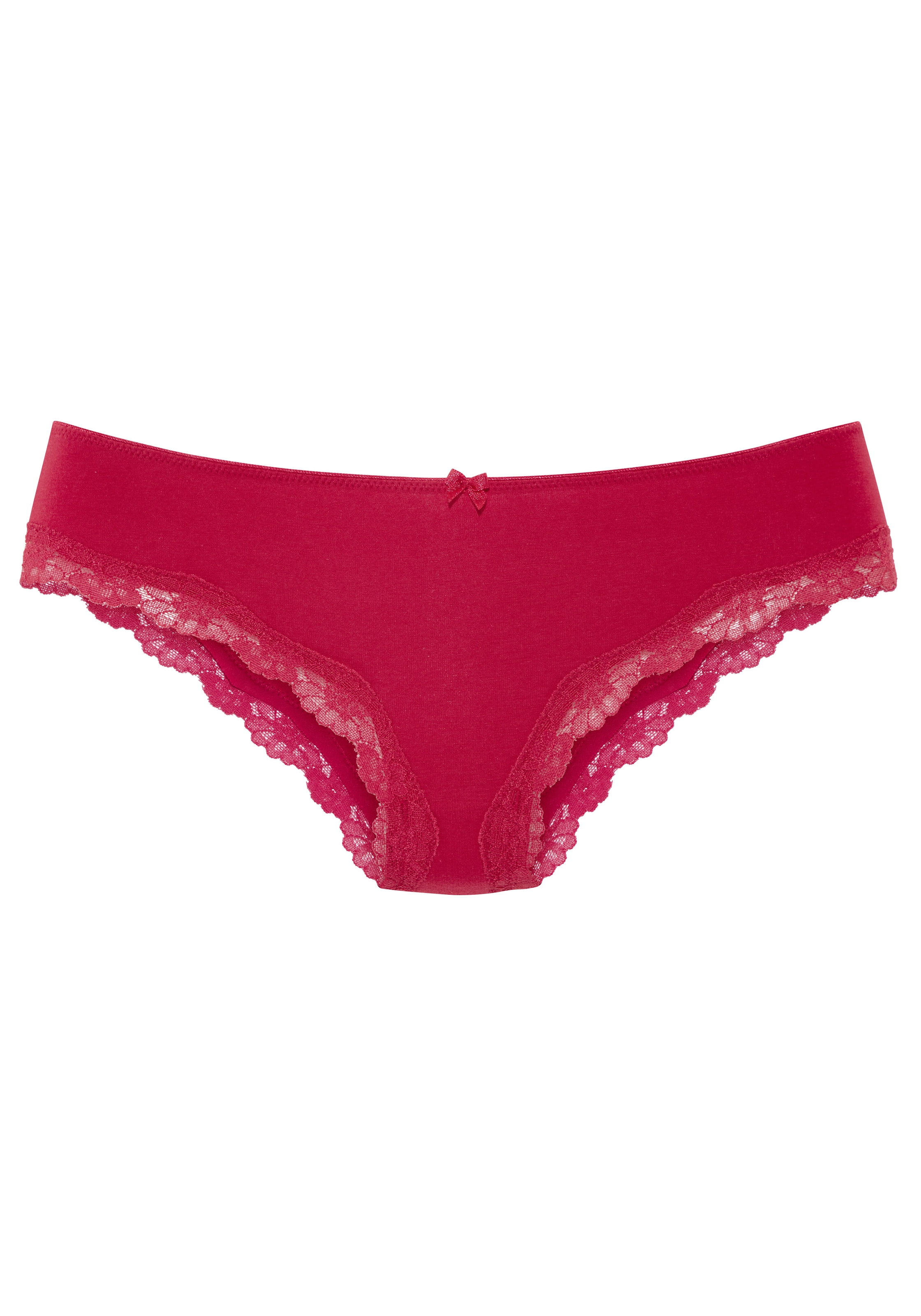 LASCANA Slip 3er-Pack,  aus elastischer Baumwolle mit zarter Spitze