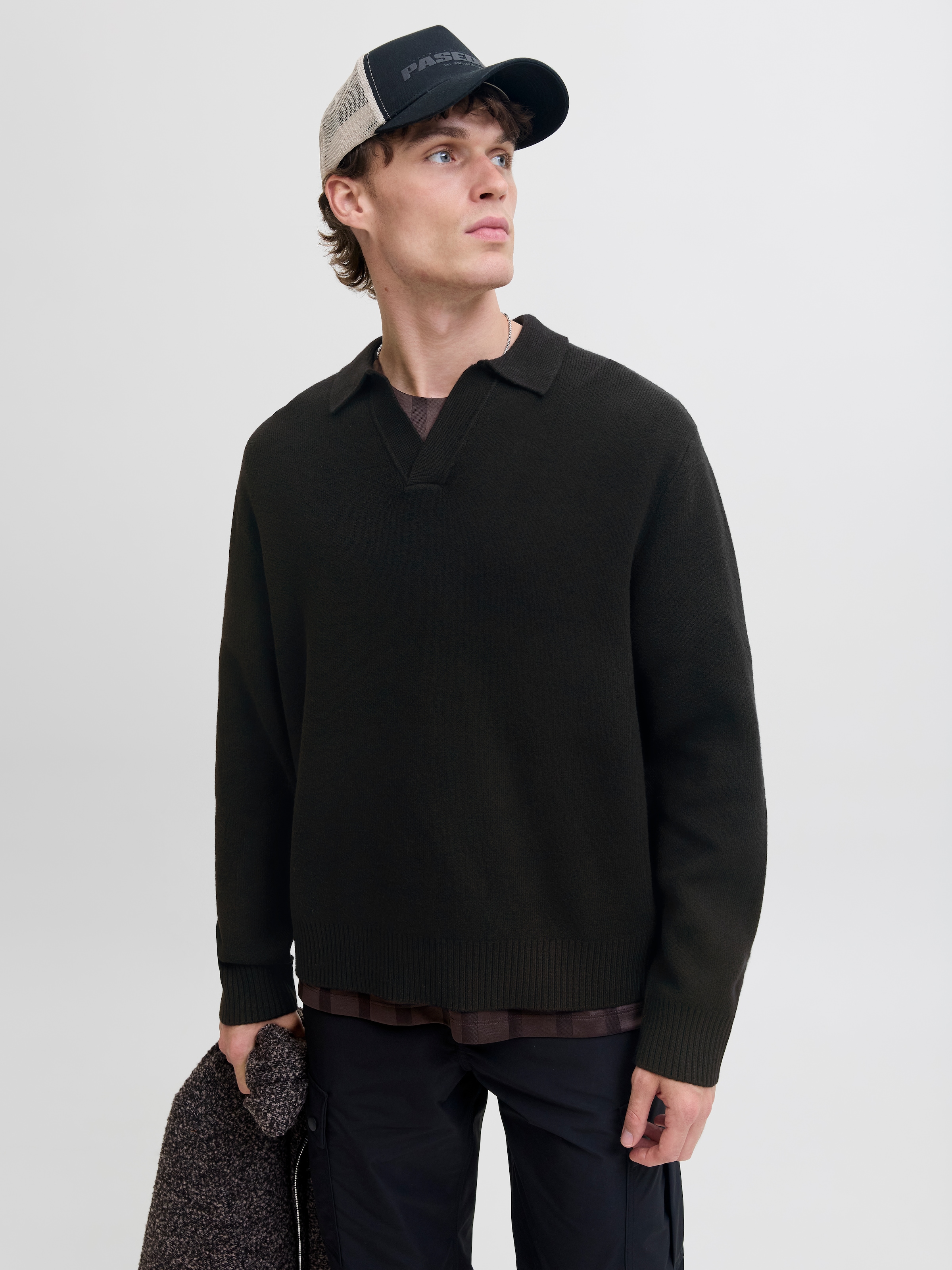 Image of Jack & Jones Strickpullover "JCOCOVER KNIT SPLIT NECK POLO"