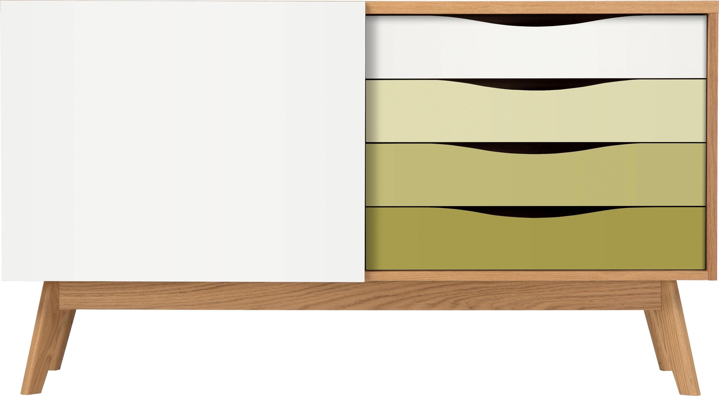 Woodman Sideboard »Hilla«, Breite 130 cm, im angesagten skandinavischen Look, Fussrahmen aus Eiche