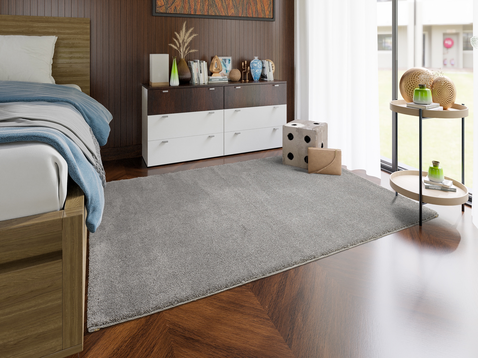 Image of OCI DIE TEPPICHMARKE Teppich "NEW VILLA MELANGE, auch als Läufer und in Rund" quadratisch 20 mm Höhe dichter Shaggy, melierte uni Farben, robuster Hochflor, Wohnzimmer