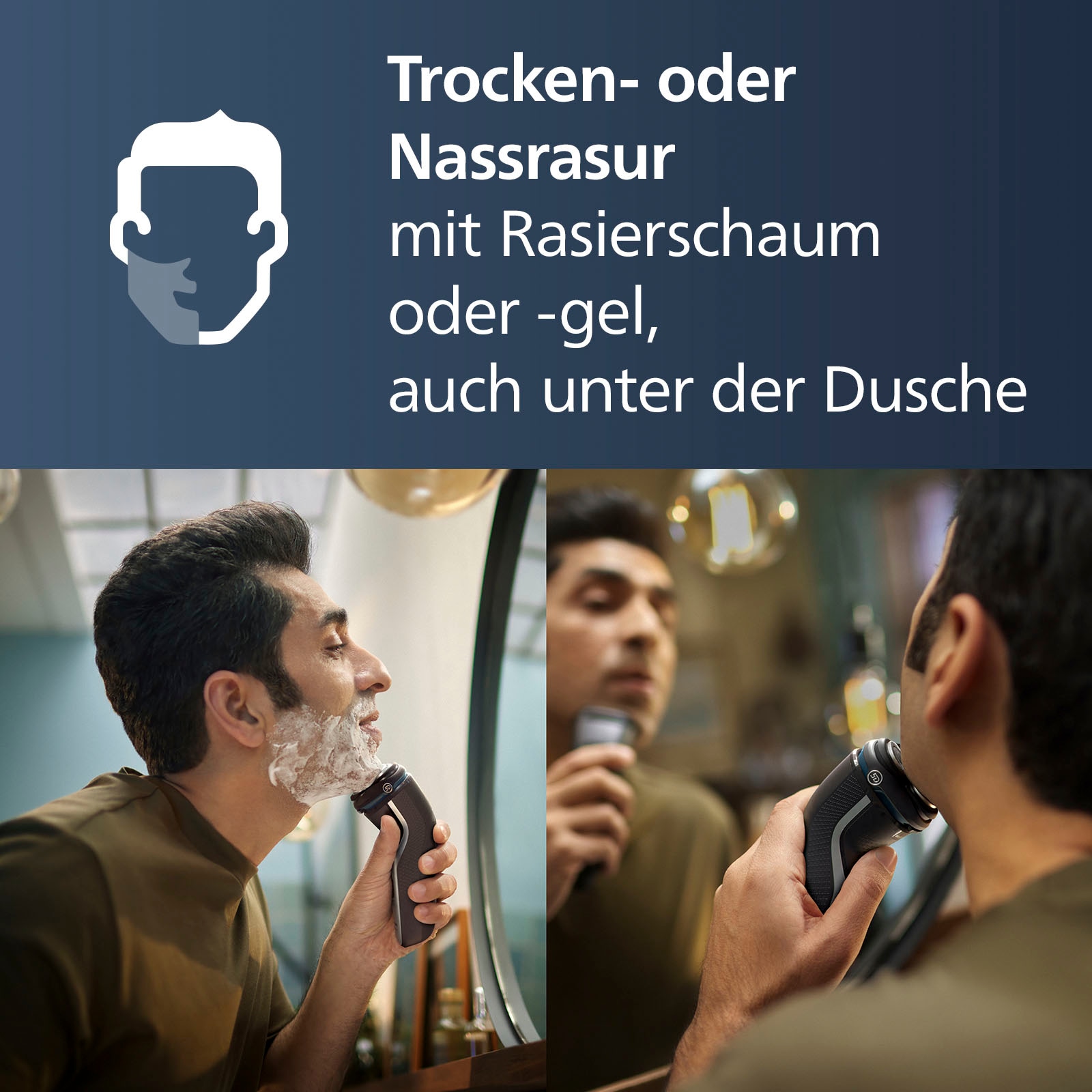Philips Rasoirs électriques »Shaver Series 3000 S3143/00« 1 cuis Aufsätze Tondeuse de précision escamotable 5-dimensional bewegl. Flex-Scherköpfe, Schutzkappe