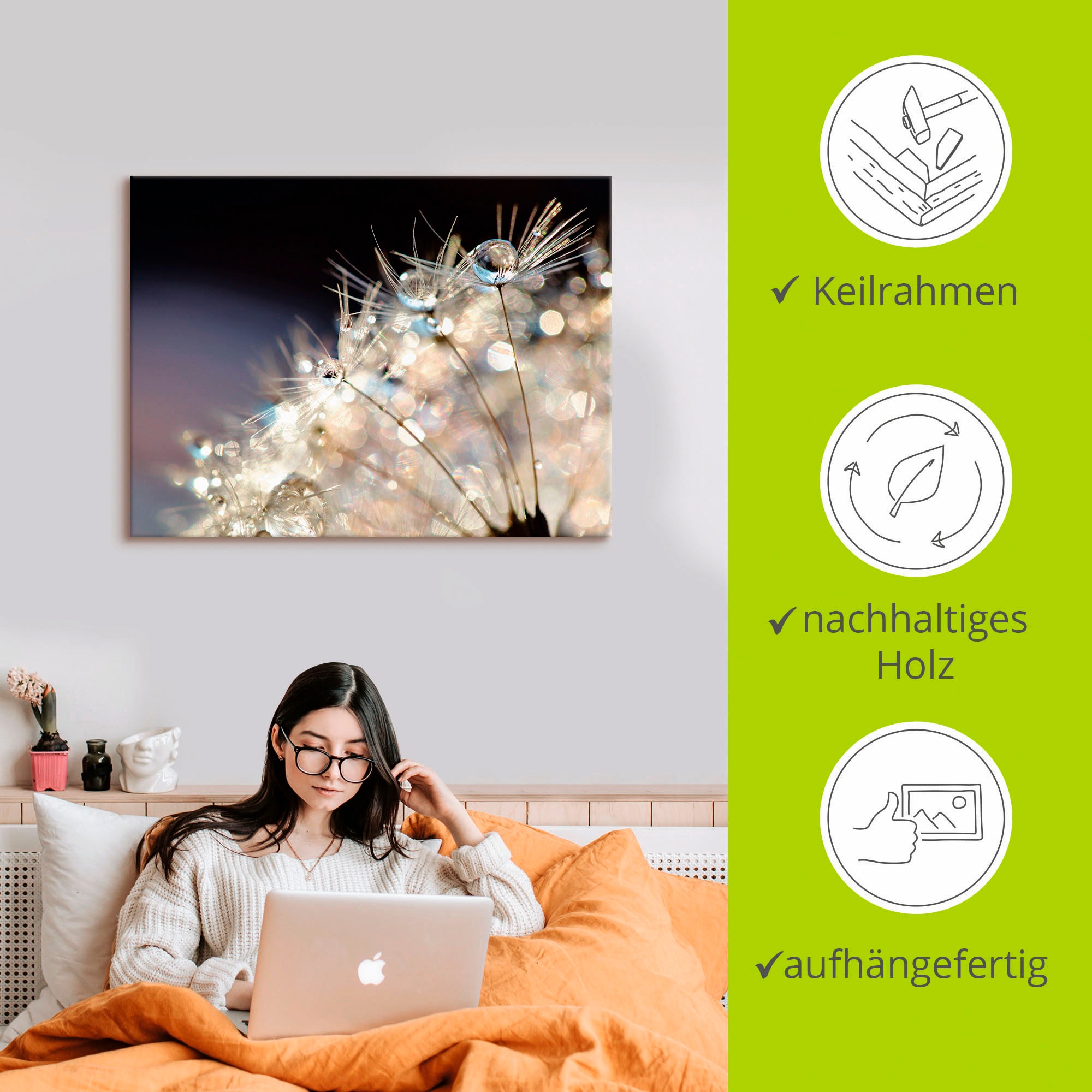 Artland Leinwandbild »Pusteblume Fantasie« Blumen 1 Stk. tlg. auf Holzrahmen gespannt