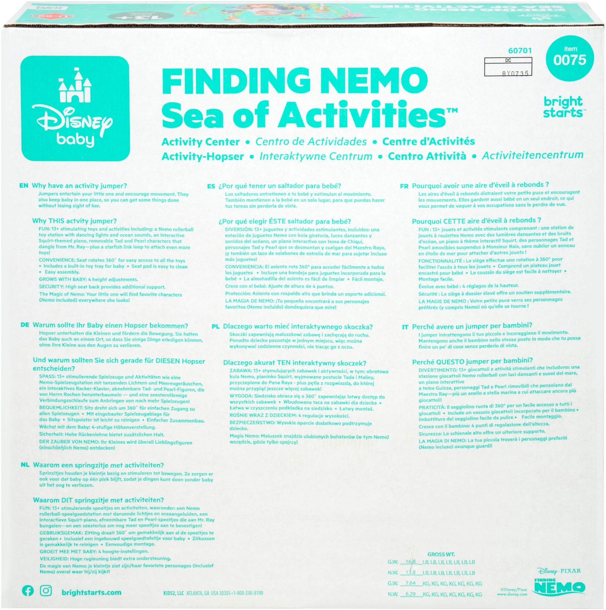 Bright Starts Centre de jeux »Finding Nemo Sea of Activities Jumper« mit Licht- und Soundeffekt