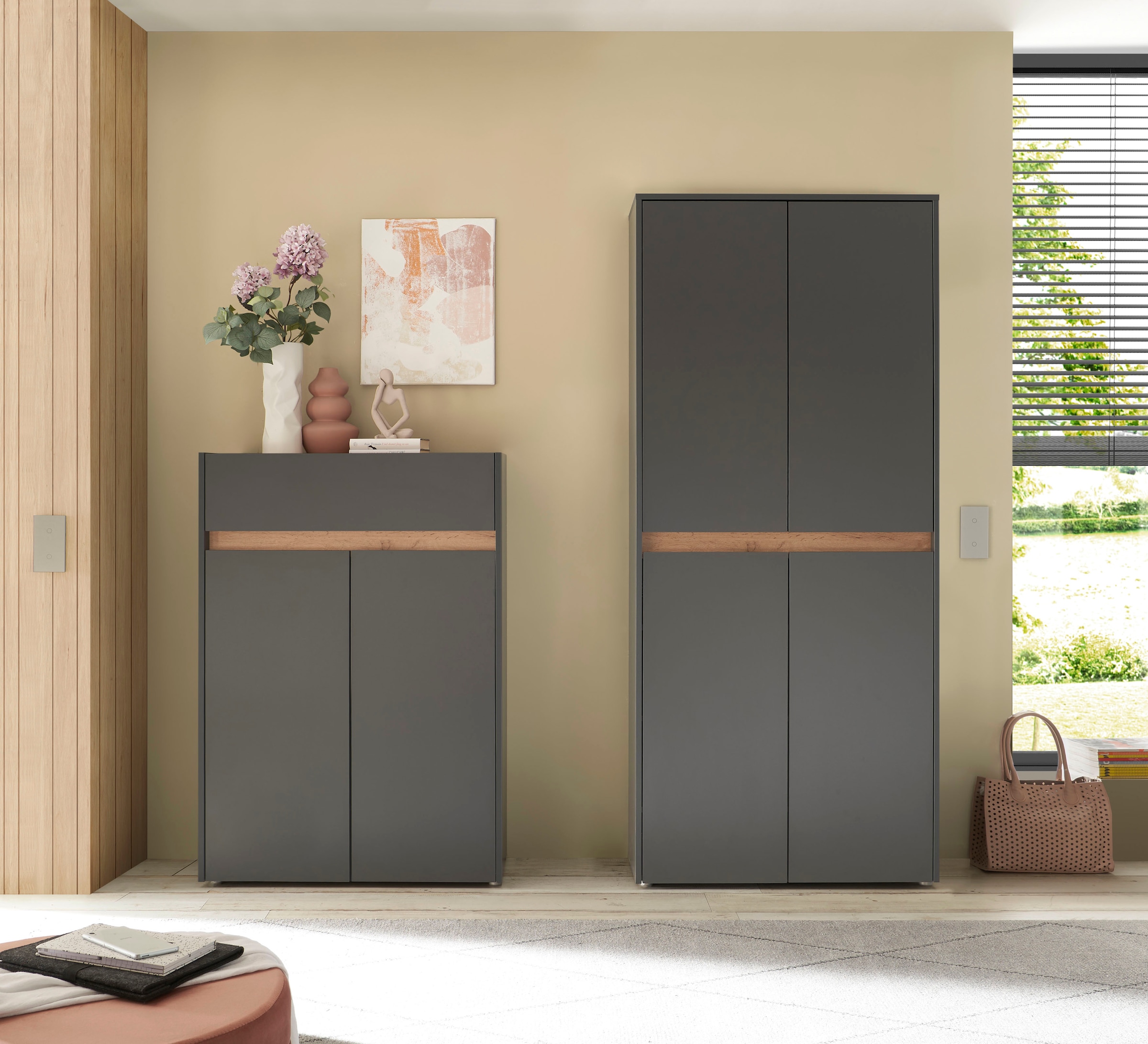 Home affaire Schuhschrank »City/Giron, modernes Schuhregal, Schrank für 32 Schuhe, Schuhkommode« acht Schuhfächer, viel Stauraum, 93 cm breit