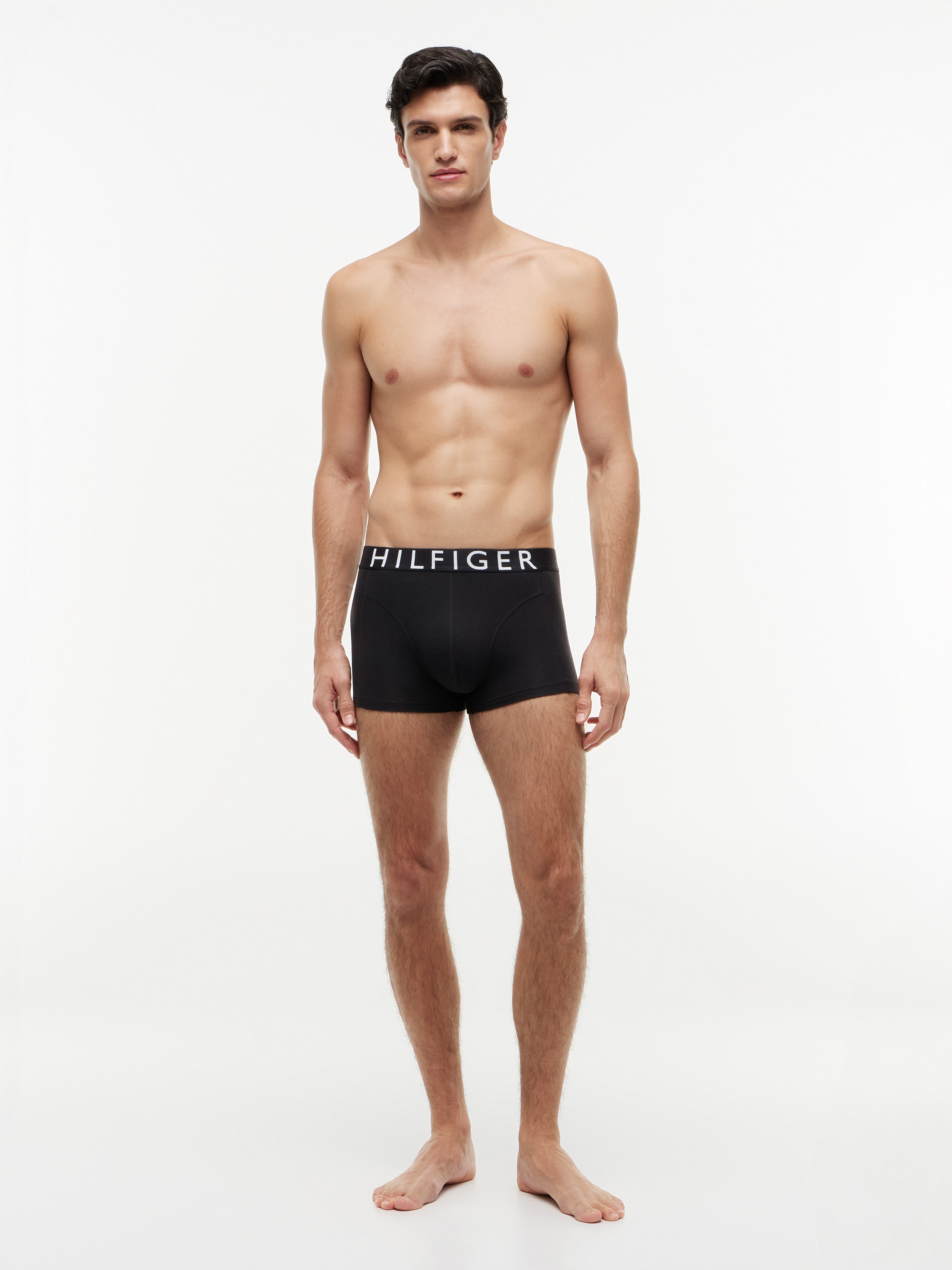 Tommy Hilfiger Underwear Tronc »mit Kontrast-Logo-Taillenbund« 3 cuis en coton stretch, hauteur normale à la taille