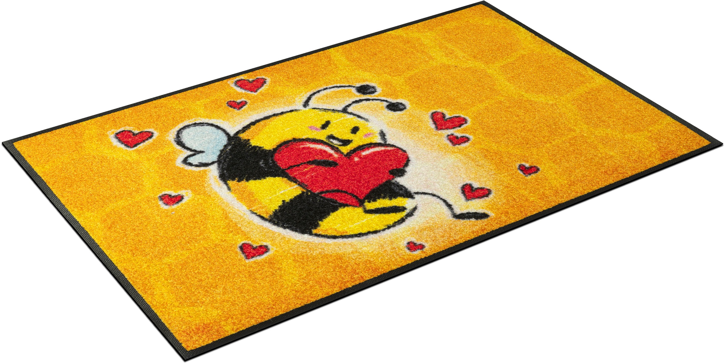 Image of wash+dry by Kleen-Tex Fussmatte »Bee in Love«, rechteckig, 7 mm Höhe, Schmutzfangmatte, Motiv Biene, rutschhemmend, In- und Outdoor geeignet, waschbar bei Ackermann Versand Schweiz
