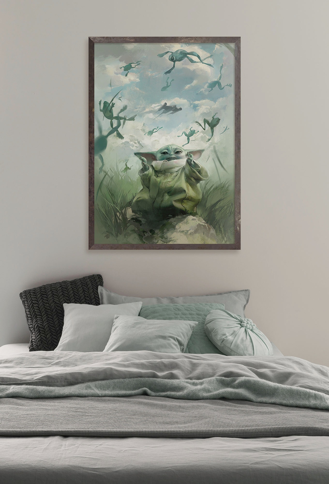 Image of Komar Wandbild "Star Wars The Mandalorian Grogu Frogs" Disney Set, 1 Stk. tlg. 30 x 40 cm (Breite x Höhe) - Kinderzimmer, Dekoration