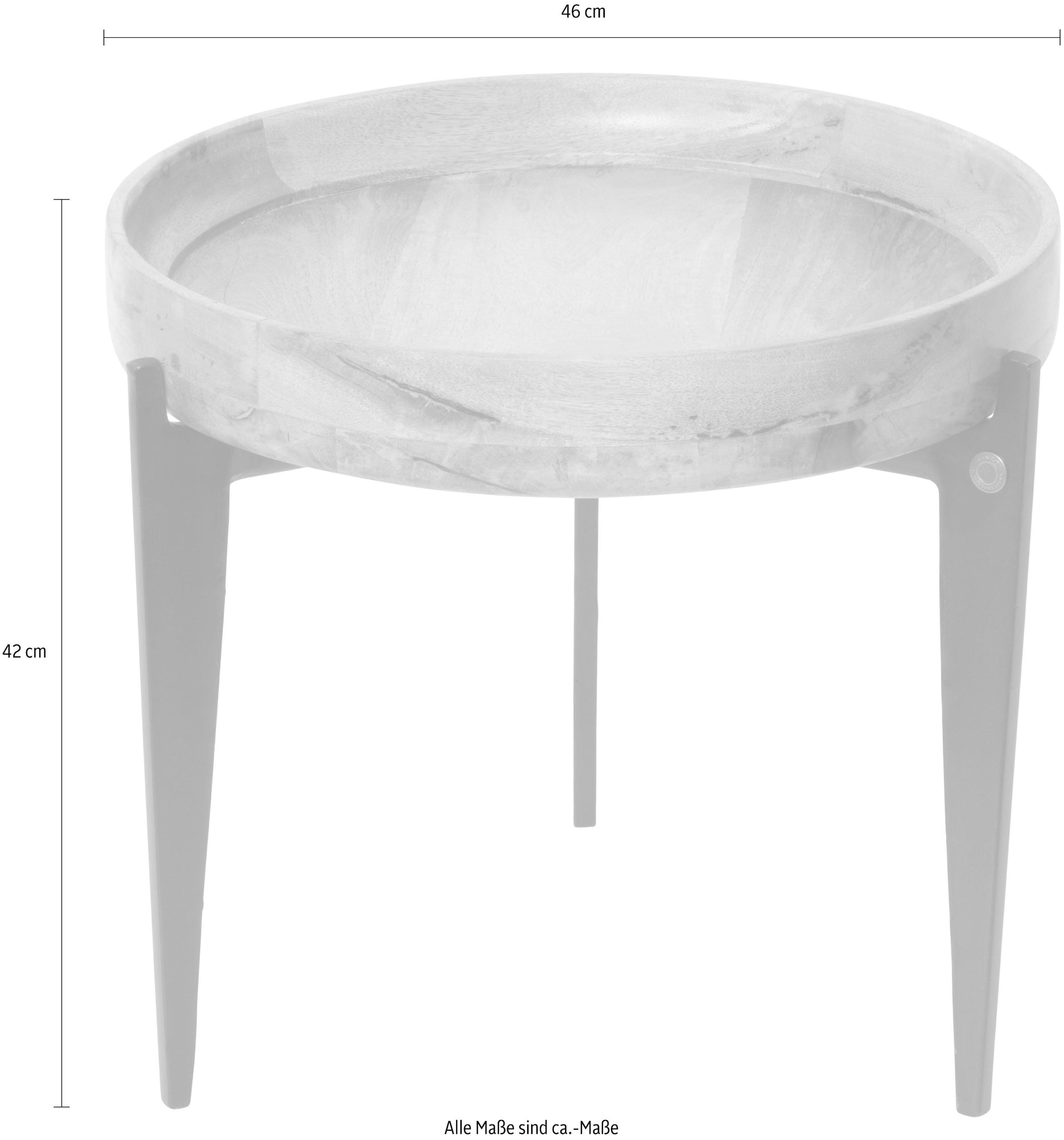 SIT Table d'appoint »Ø 46 cm Mangoholz mit Tablettfunktion & Metallgestell« Plateau de table amovible pouvant aussi servir de plateau pratique