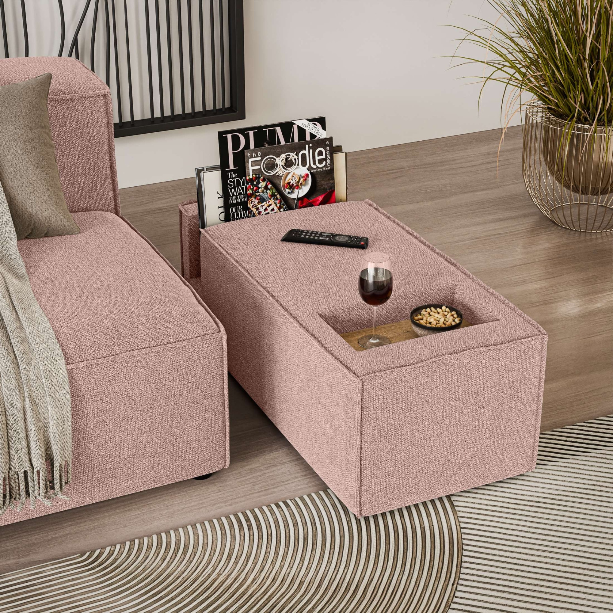 INOSIGN Sofaelement »HAILY Tisch für das Modulsofa, Masse B/T/H: 45/100/37 cm«, als Modul oder separat verwendbar, mit Steckfach und Ablagefläche