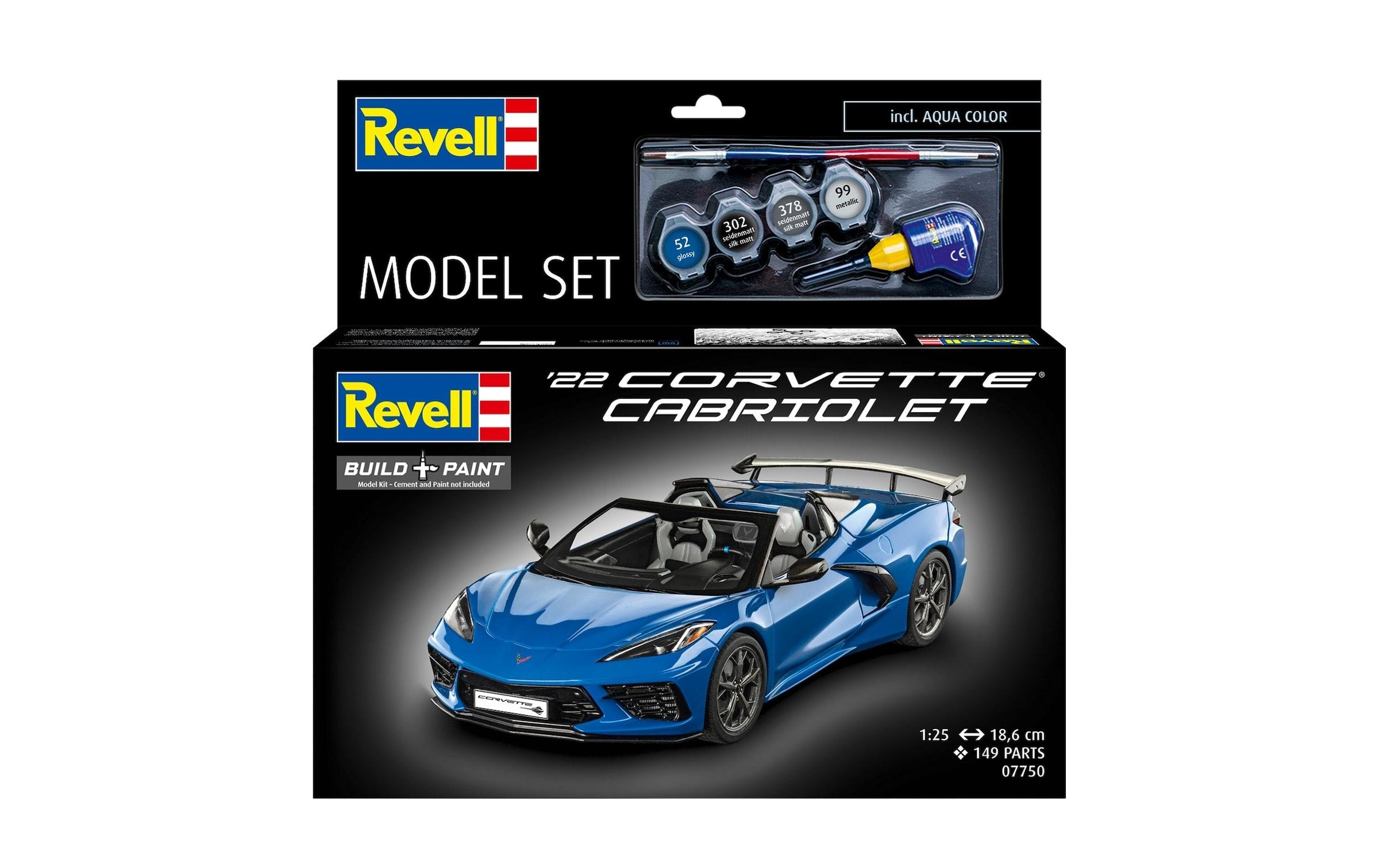 Revell® Modellbausatz »Model Set Corvette C8 Cabriolet 1:25« 149 Stk. tlg. 1:25