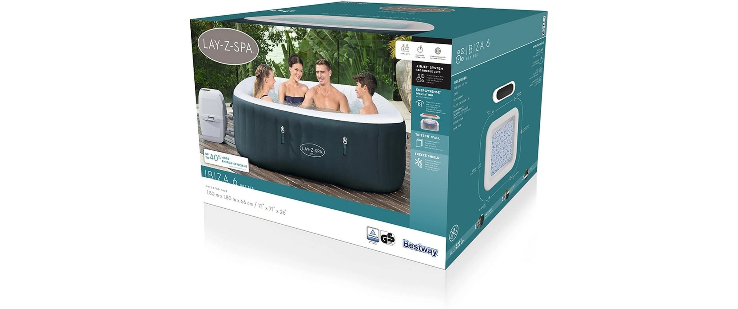 Bestway Jacuzzi »Ibiza AirJet« Aufblasbarer, energieeffizienter Whirlpool für vier bis sechs Personen