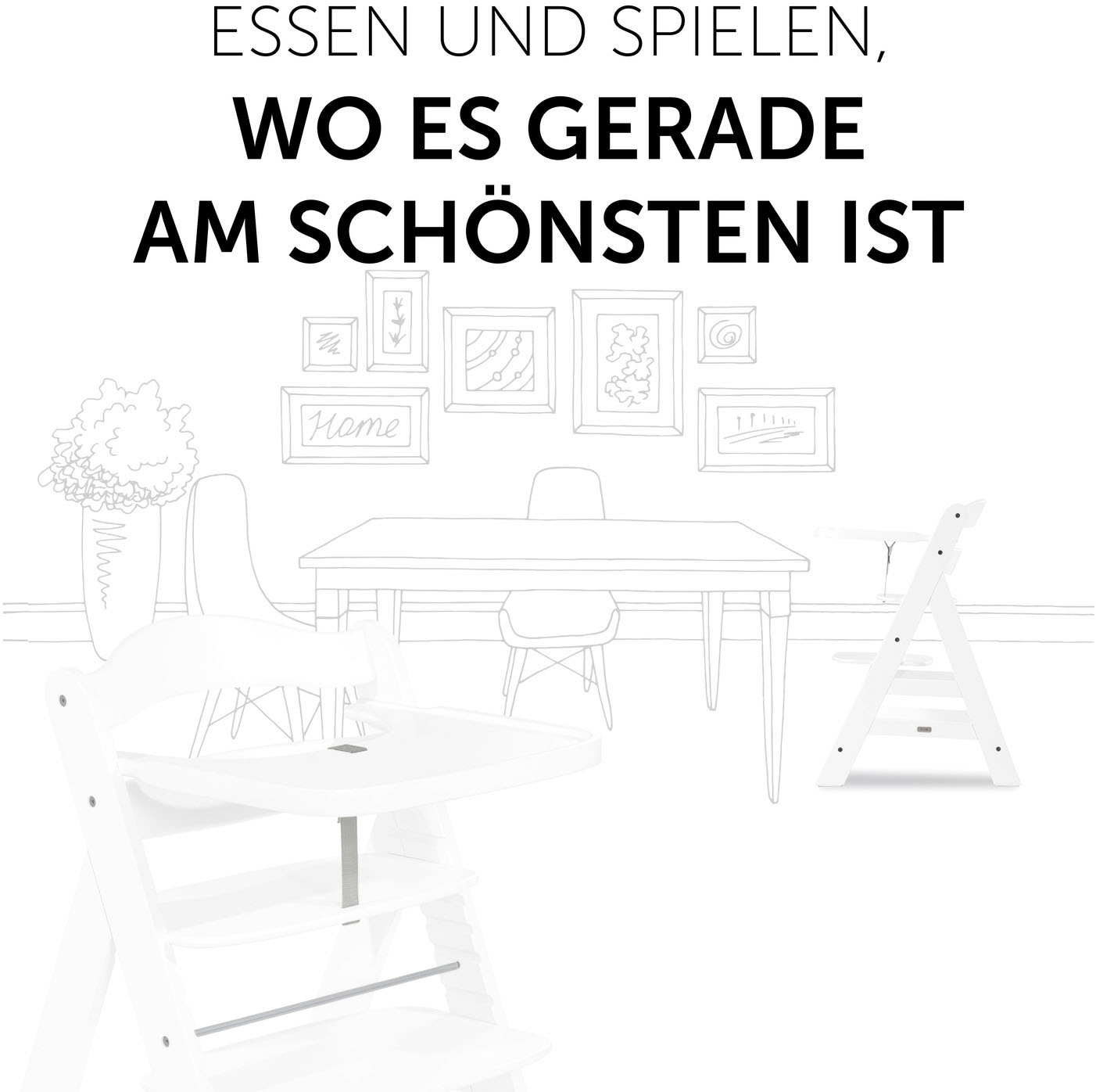 Hauck Plateau de chaise haute »Alpha Wooden Tray Essbrett, white« für Hochstühle Alpha+ und Alpha+ Select