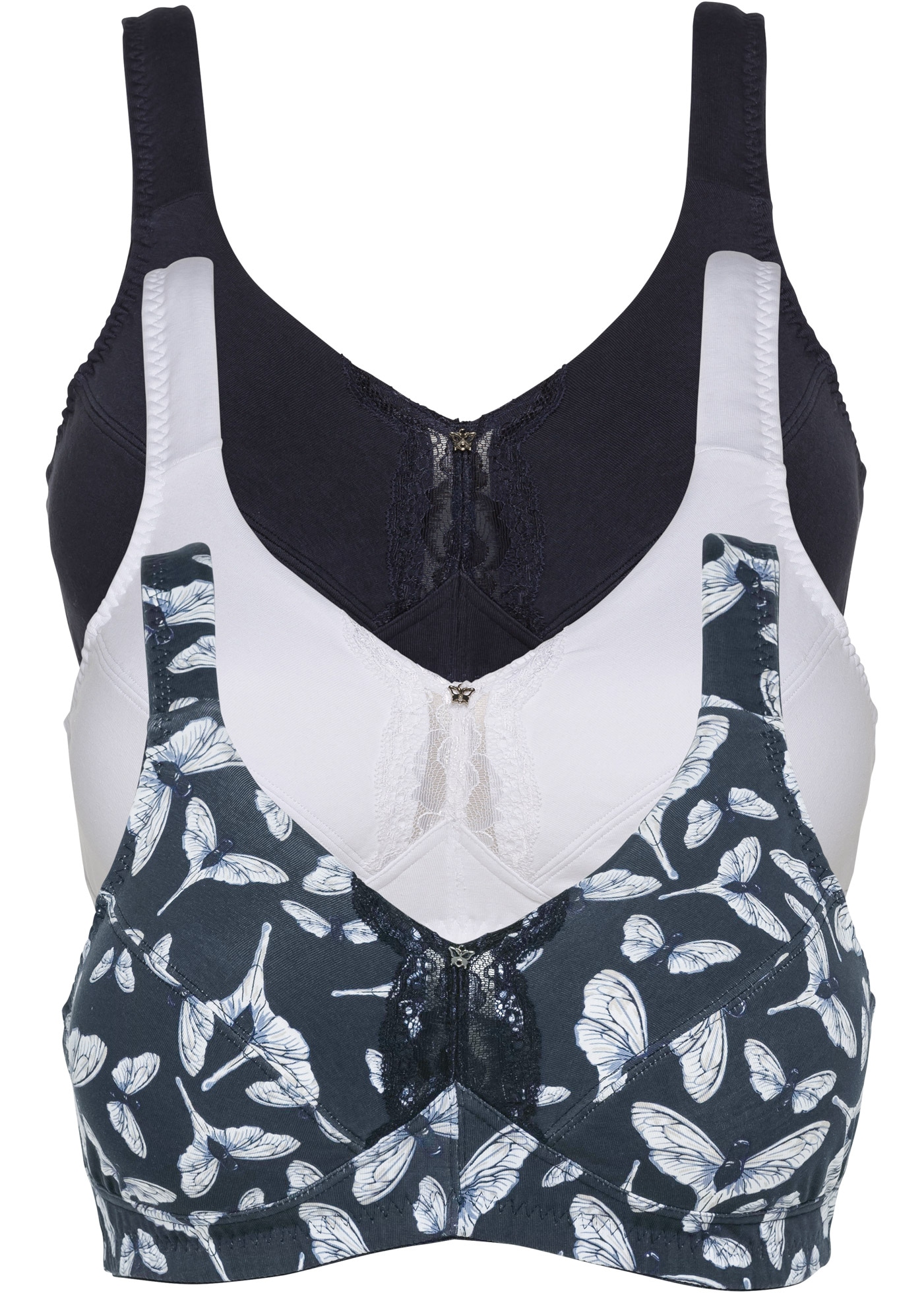 bonprix Soulève-buste »BH ohne Bügel mit Baumwolle (3er Pack)« Packung, 3 cuis im 3er Pack, aus Baumwolle, mit Futter aus Baumwolle