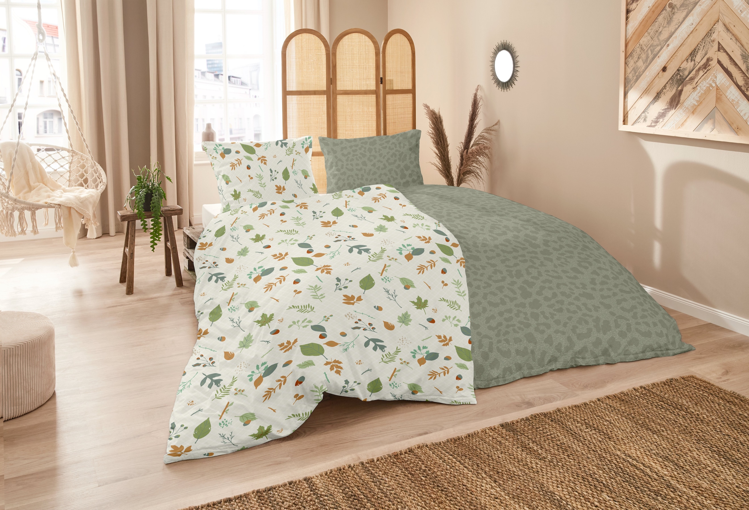 Primera Linge de lit »Biber-Bettwäsche Branches« 2 cuis tlg. mit floralen Motiven