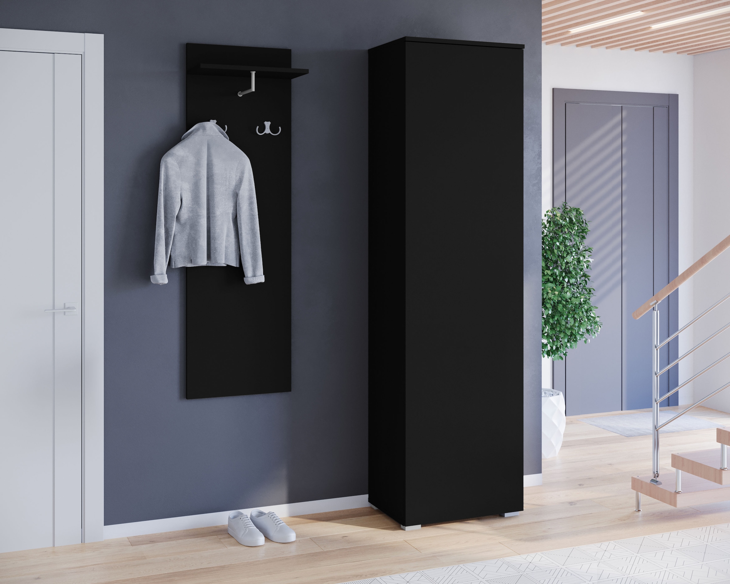 GOODproduct Schuhschrank »Paris, stehend oder hängend montierbar, Türanschlag wechselbar« moderne Garderobenschrank Höhe 180cm, 6 geräumiger Fächer