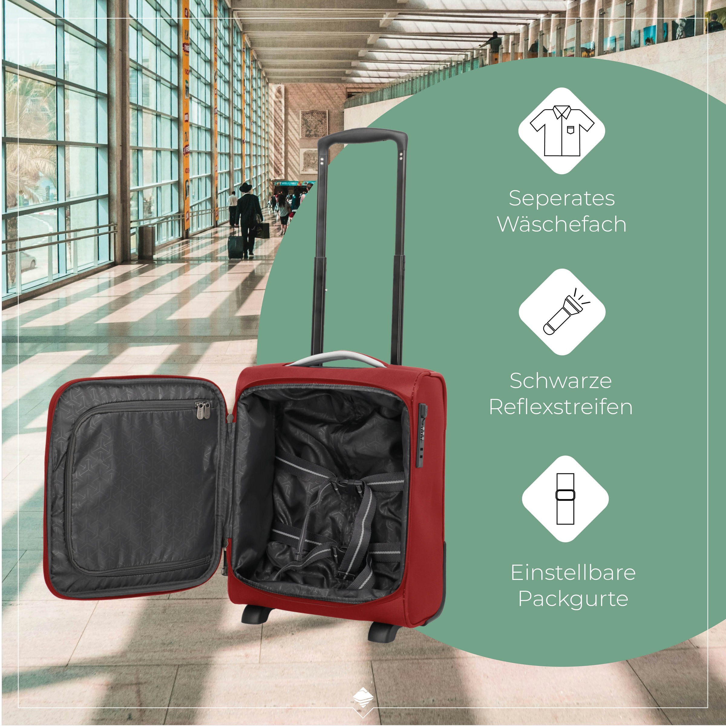 travelite Trolley pour bagages à main »JETPACK Easy 2 Cabin Handgepäck Koffer« 21 litre 4 Rollen bagages souples, adaptés à de nombreuses compagnies aériennes