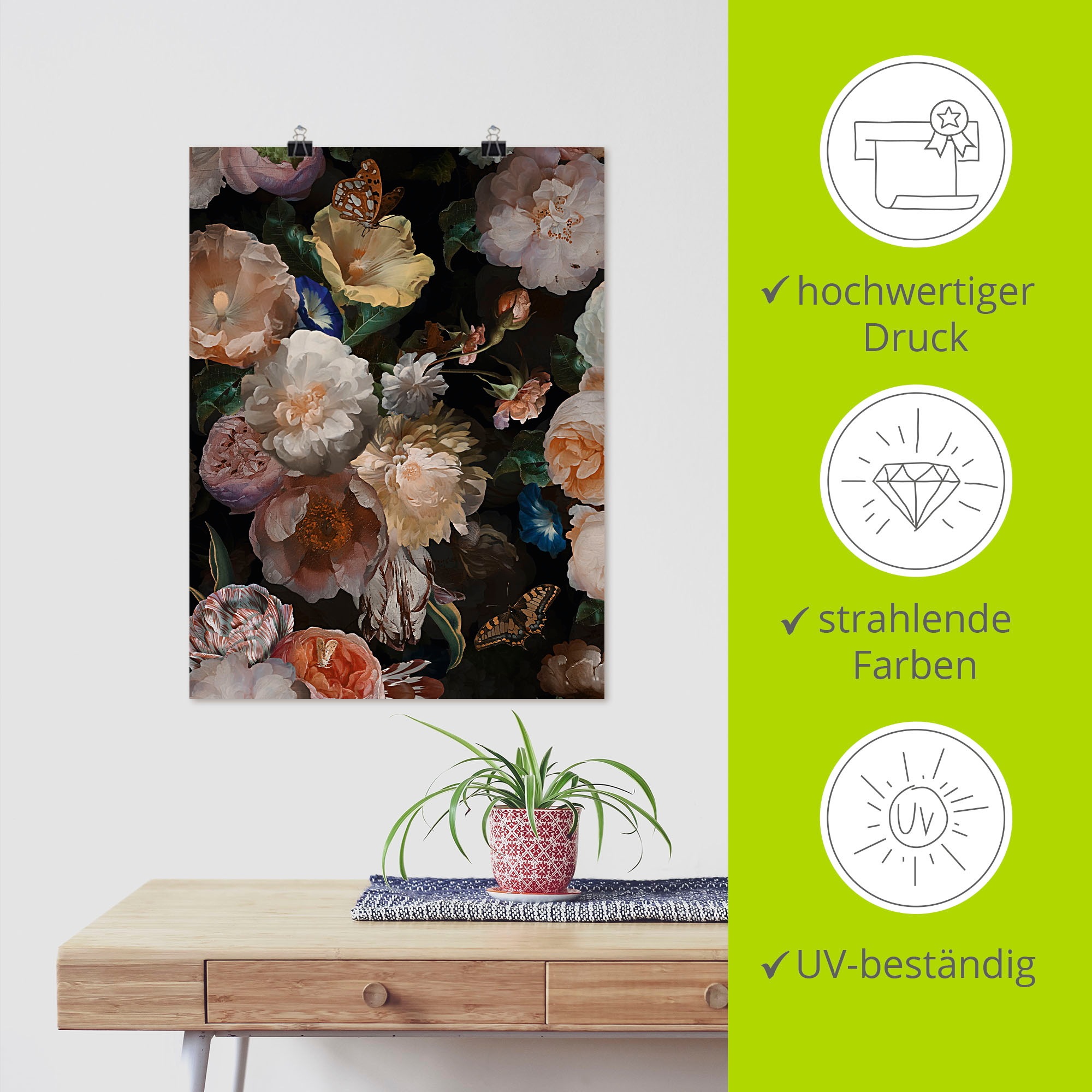 Artland Wandbild »Antike Holländische Blumen«, Blumenbilder, (1 St.), als Alubild, Outdoorbild, Leinwandbild, Poster, Wandaufkleber