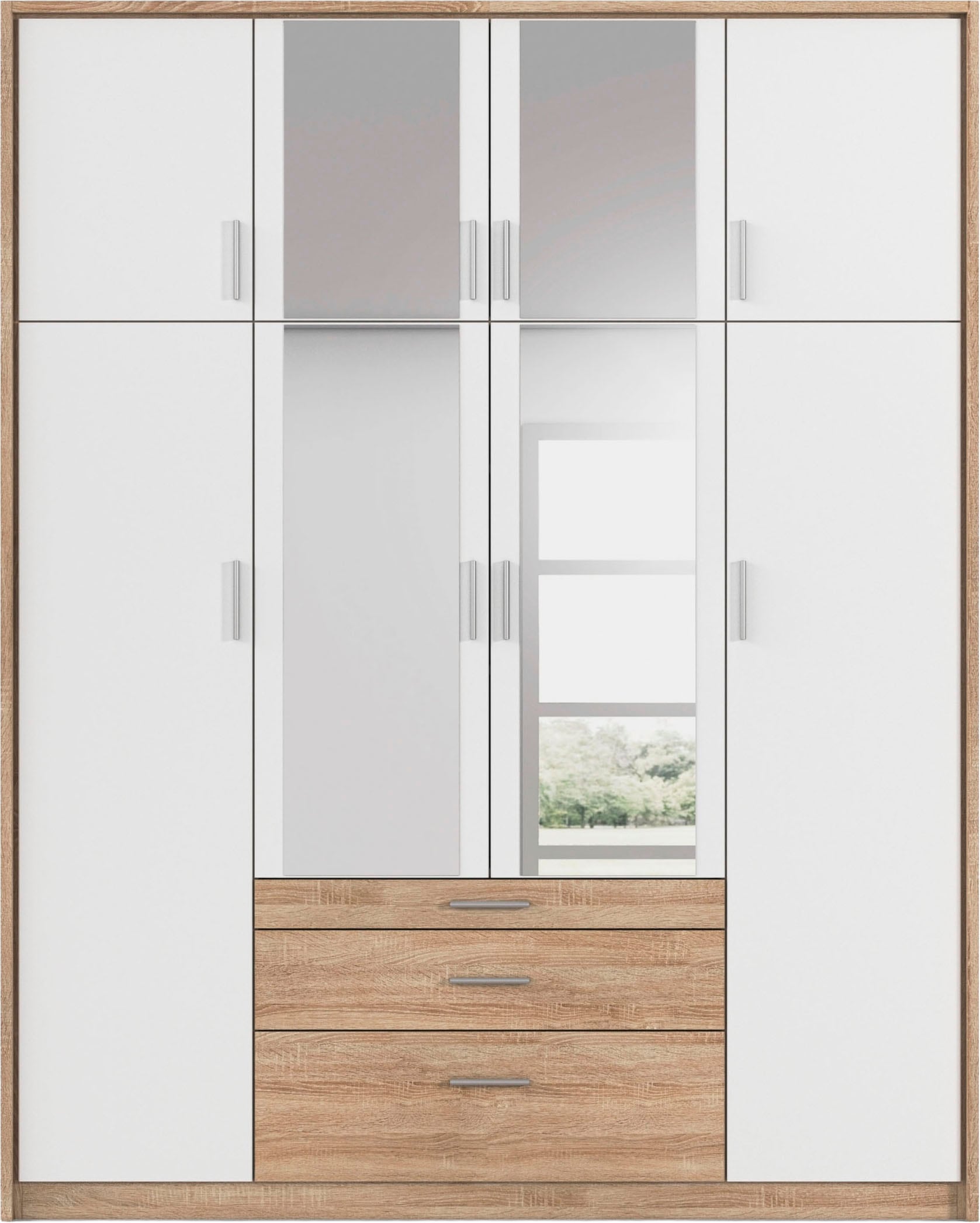 rauch Kleiderschrank »Schrank Drehtürenschrank Garderobe Ankleide Schlafzimmer HILDESHEIM« Breiten: 185/275 cm, Höhe 231 cm,  oberste Schublade mit praktischer Facheinteilung MADE IN GERMANY
