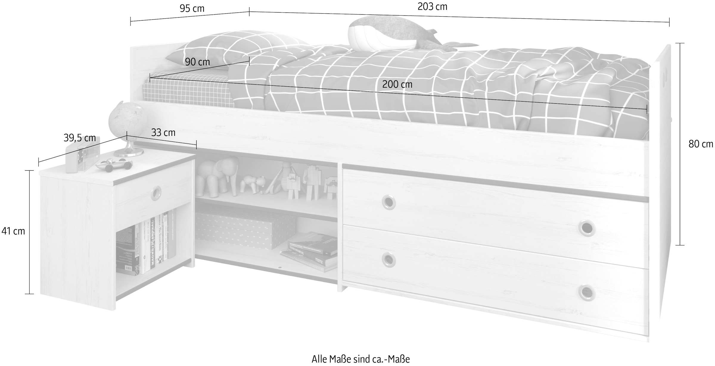 Parisot Jugendzimmer-Set »Smoozy«, (2 tlg., Kleiderstange, Schreibtisch und Regal mit Vorhang)
