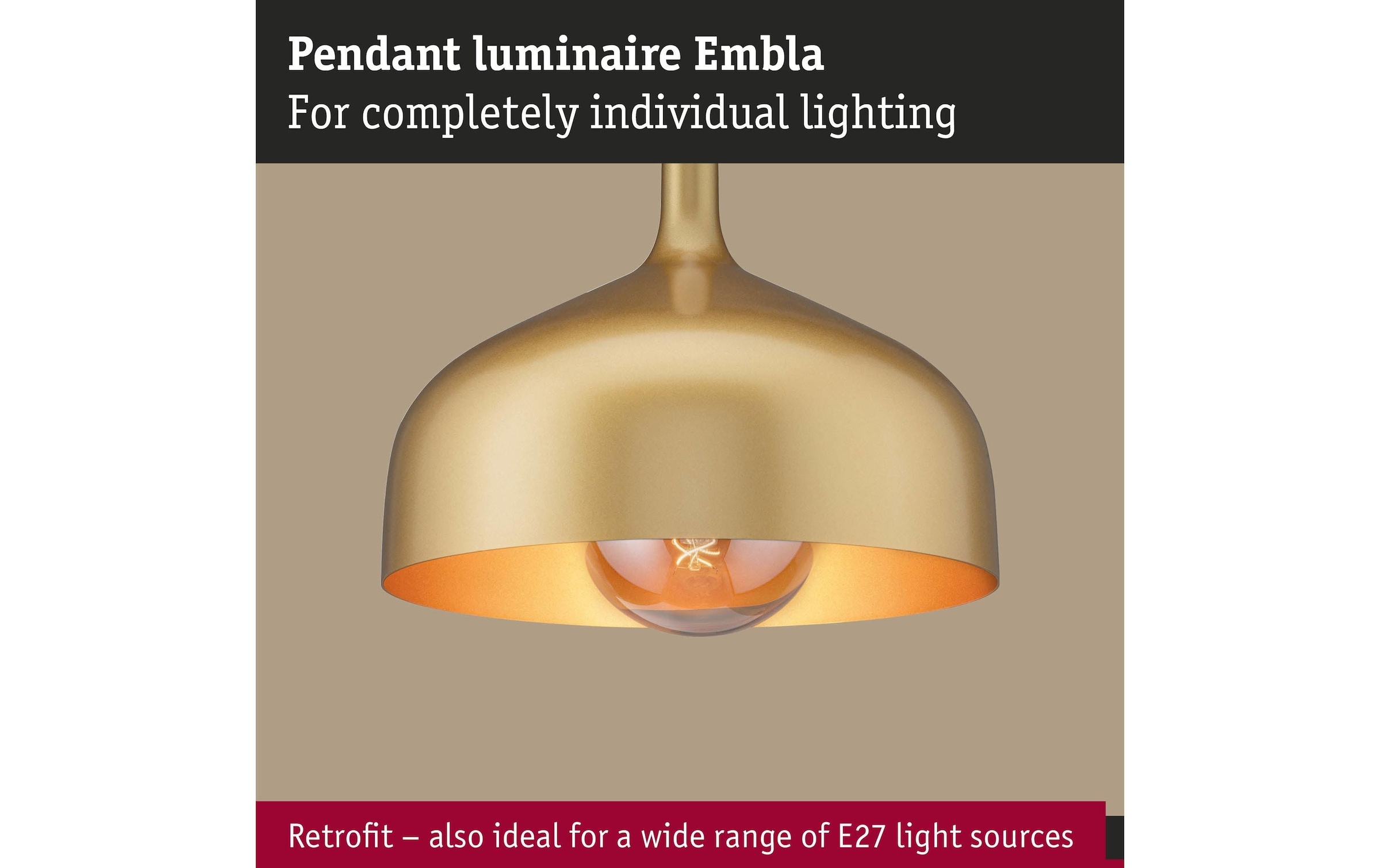 Paulmann Lampe suspendue »Pendelleuchte Embla II E27 Metall Metall«