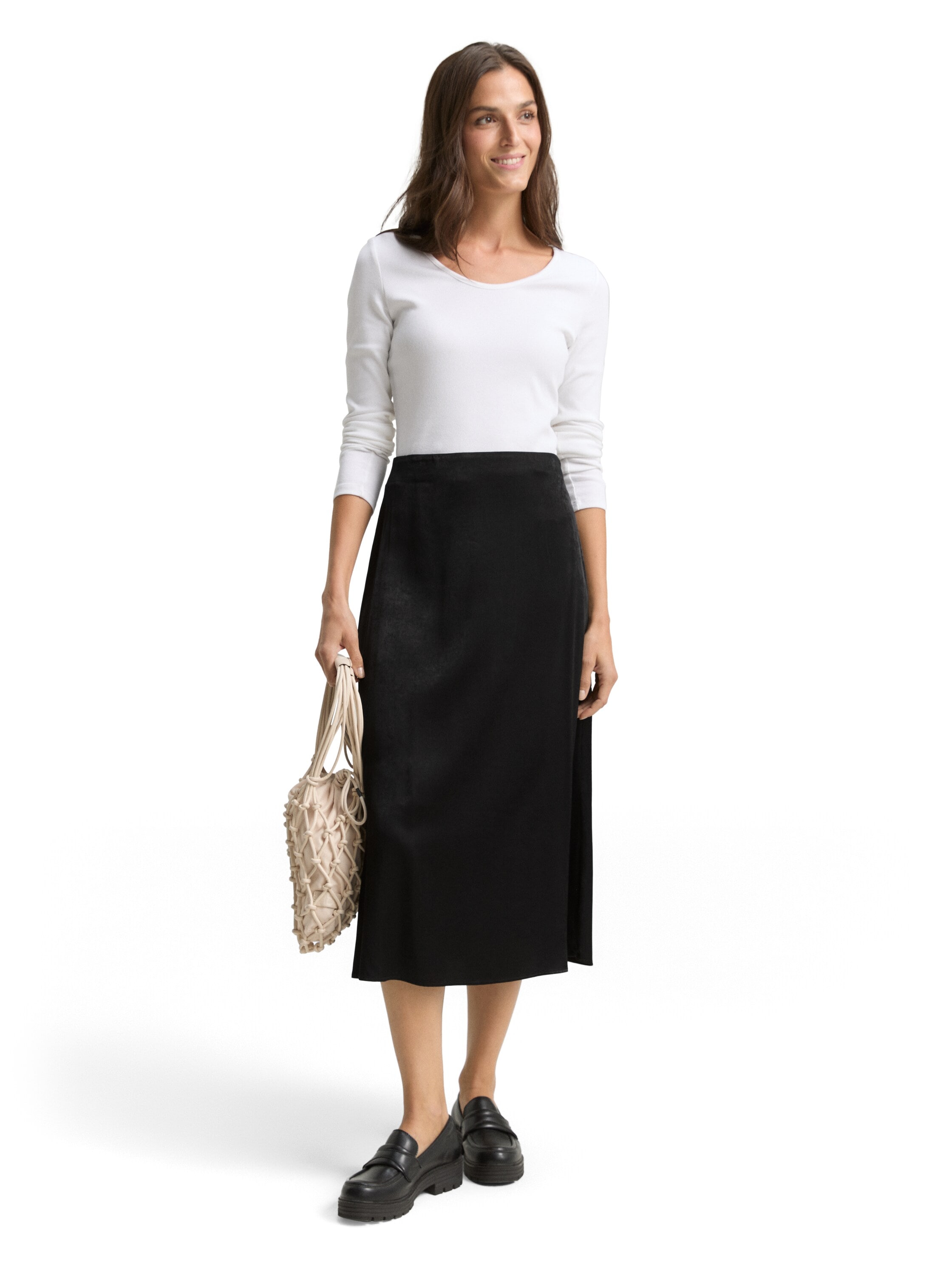 TOM TAILOR Jupe en satin mit verdecktem Reissverschluss