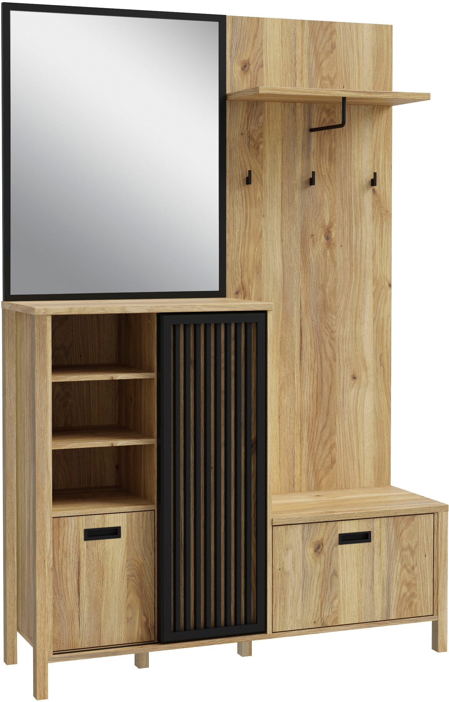 Image of FORTE Kompaktgarderobe "Jytana" Kompaktgarderobe, Stauraum, Lamellenoptik, Trendfarbe