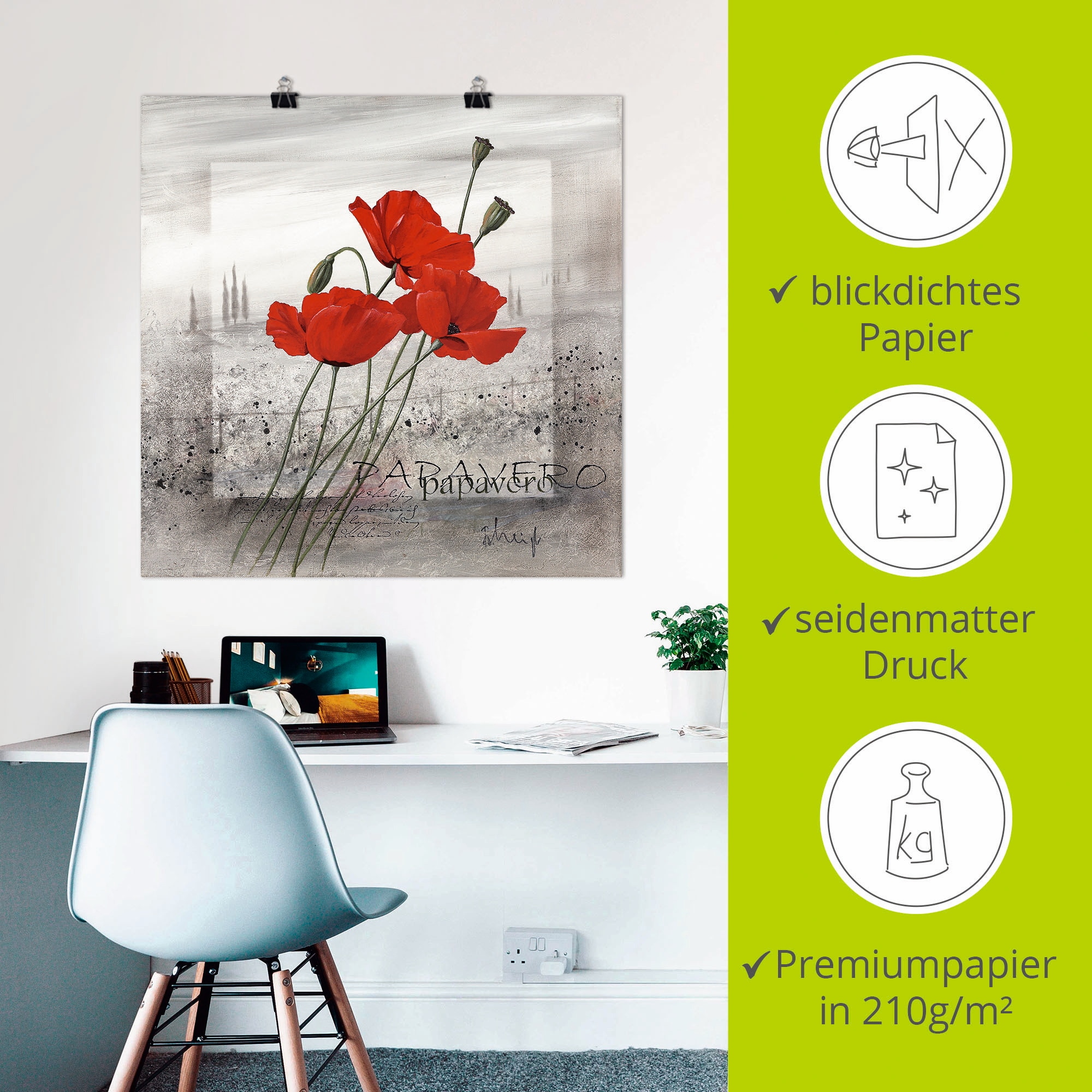 Artland Wandbild »Mohnblumen« Blumen 1 Stk. tlg. als Leinwandbild, Poster in verschied. Grössen