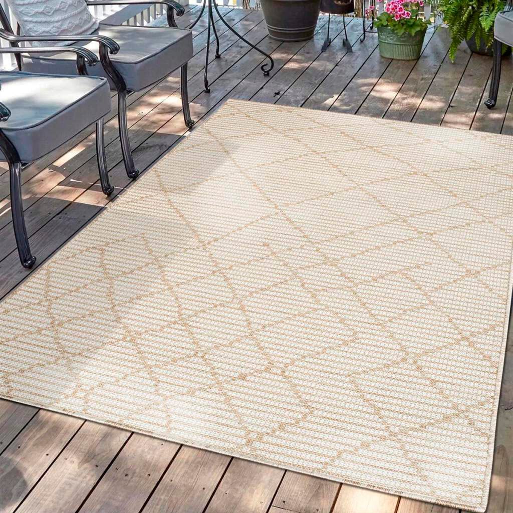 Carpet City Outdoorteppich »PALM3526«, rechteckig, 5 mm Höhe, Wetterfest & UV-beständig, für Balkon, Terrasse, Küche, flach gewebt