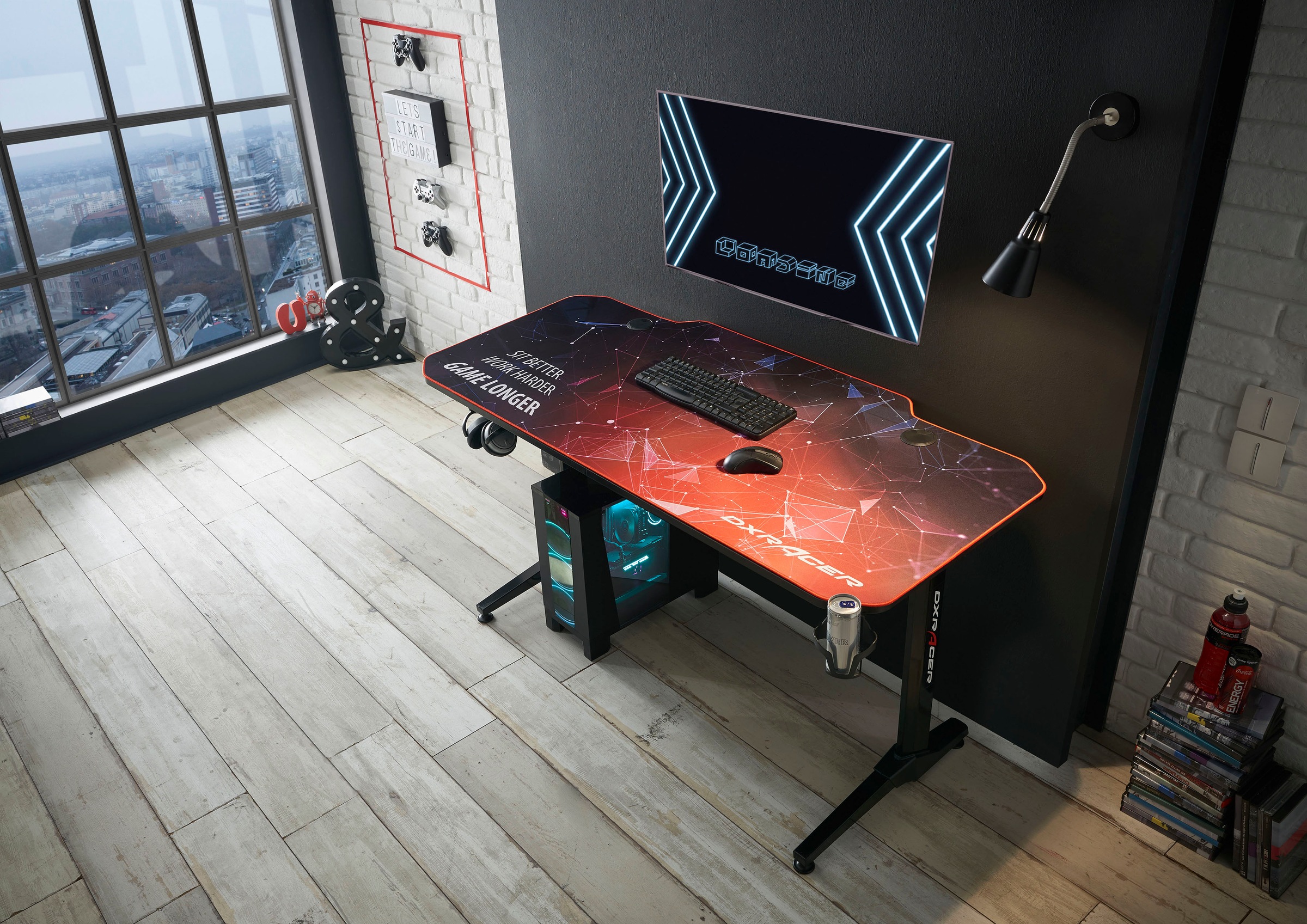 MCA furniture Gamingtisch »DX Racer«, Schwarz mit new Style Mousepad DX Racer V12, Breite 140 cm