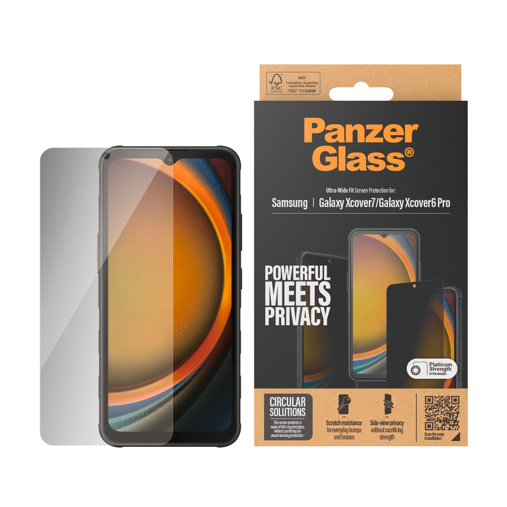 Image of PanzerGlass Displayschutzglas "Ultra-Wide Fit Privacy Screen Protector" für Samsung Galaxy Xcover7;Samsung Galaxy Xcover6 Pro Displayschutzfolie, Blickschutz, Bildschirmschutz, kratz- & stossfest
