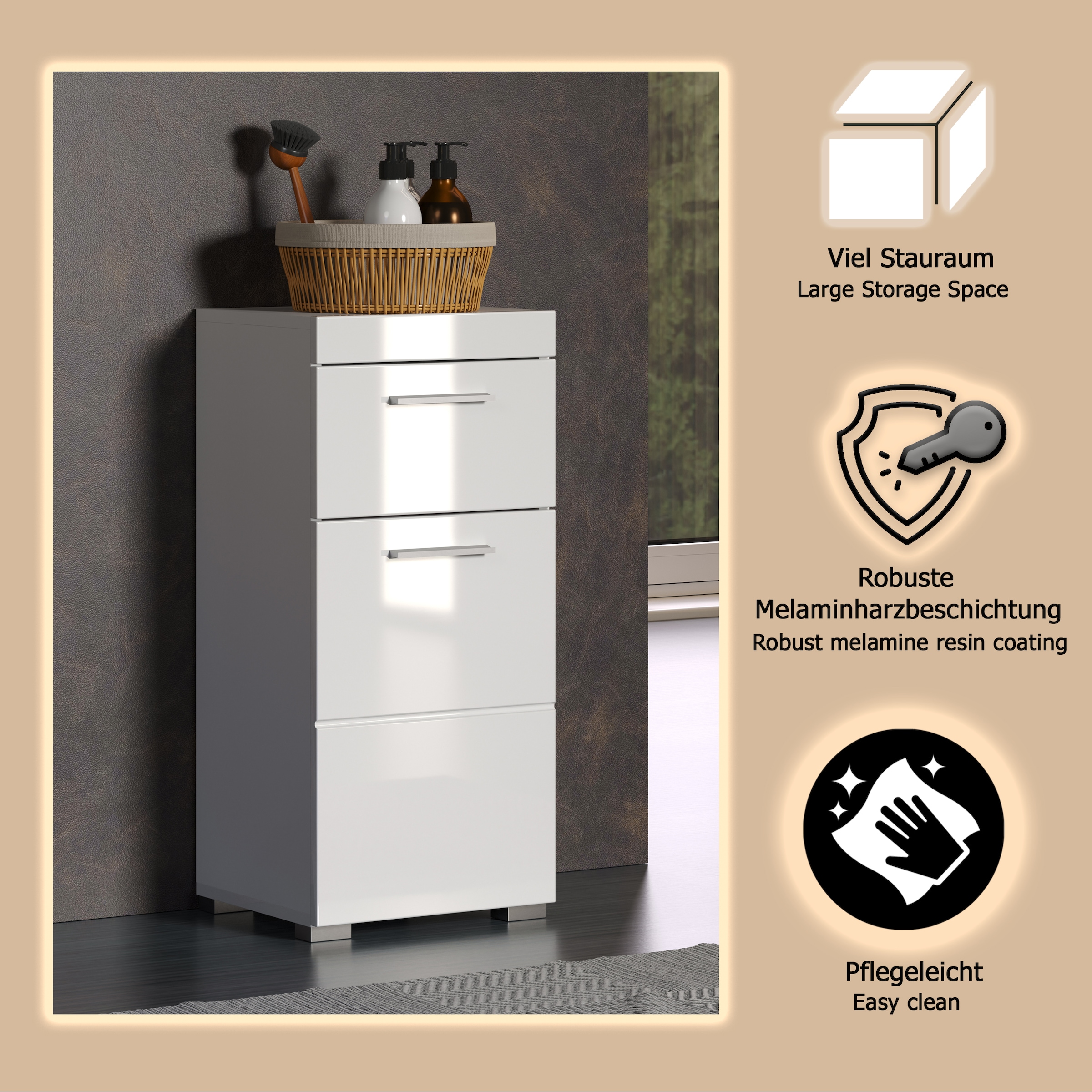 welltime Unterschrank »Avena«, Badezimmerkommode mit 1 Schublade und 1 Tür - (B/T/H) 37/31/79 cm