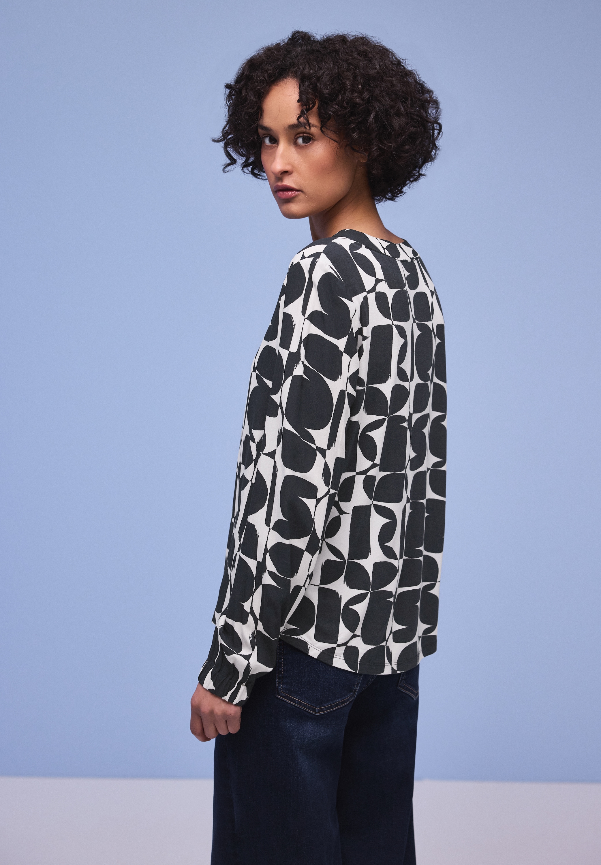 STREET ONE T-shirt à manches longues im gemustertem Strukturmix