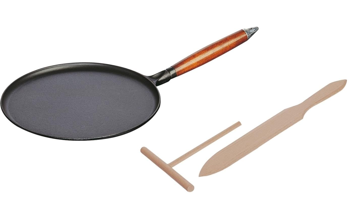 Image of STAUB Crêpepfanne "mit Holzgriff 3-teilig, 28 cm" Gusseisen 3