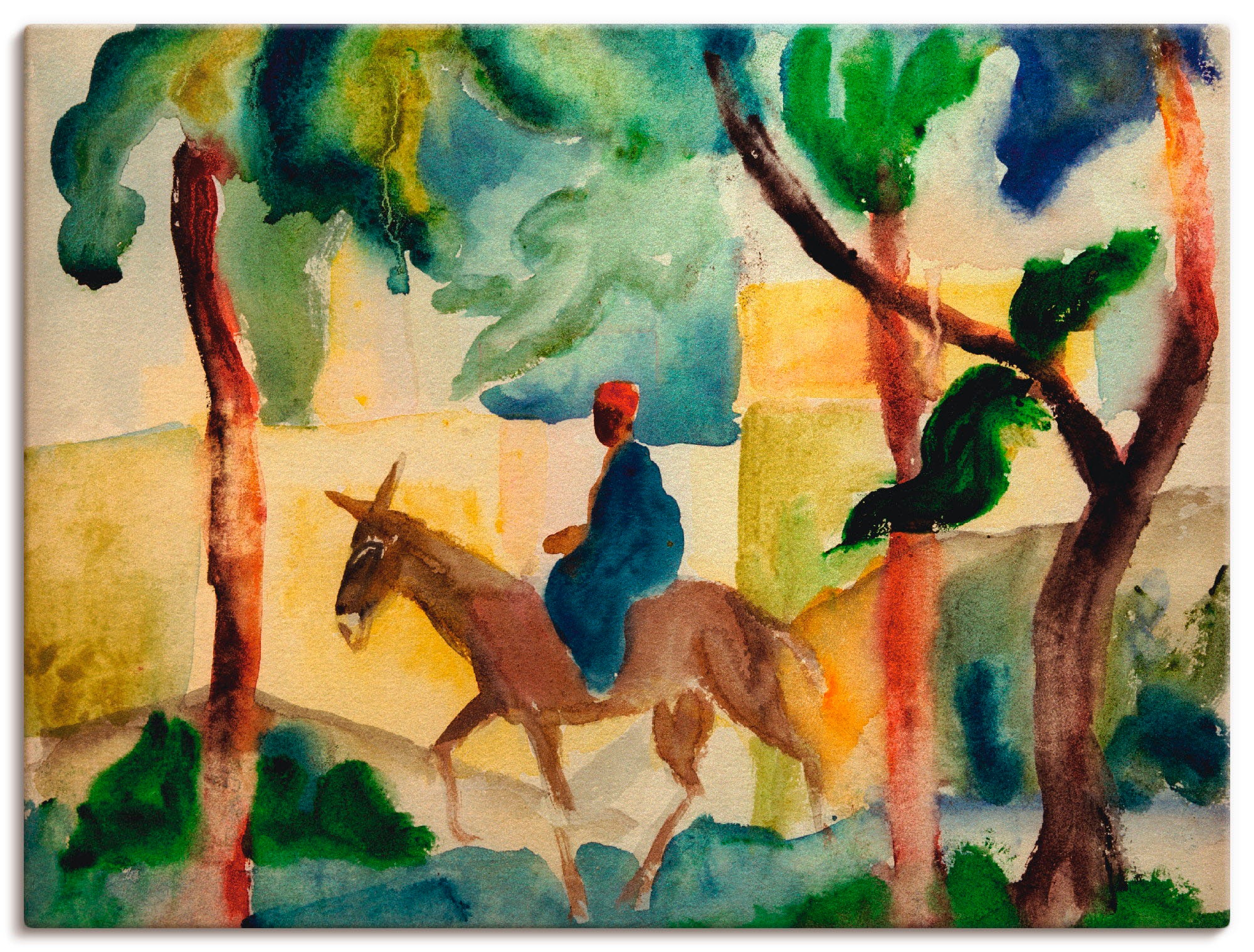 Image of Artland Leinwandbild "Eselsreiter" Mann 1 Stk. tlg. auf Holzrahmen gespannt