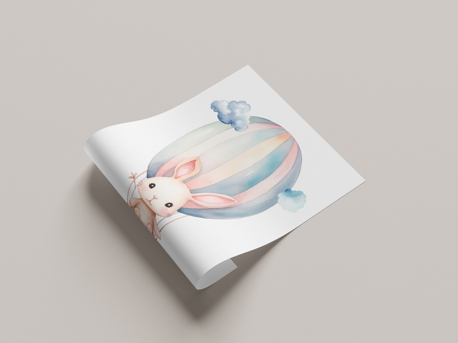 Lüttenhütt Bild mit Rahmen »oder Poster, Hase im Heissluftballon am Himmel« Ballonfahren | Fantasy | Heissluftballon | Tiere 1 Stk. tlg. HD Premium Druck