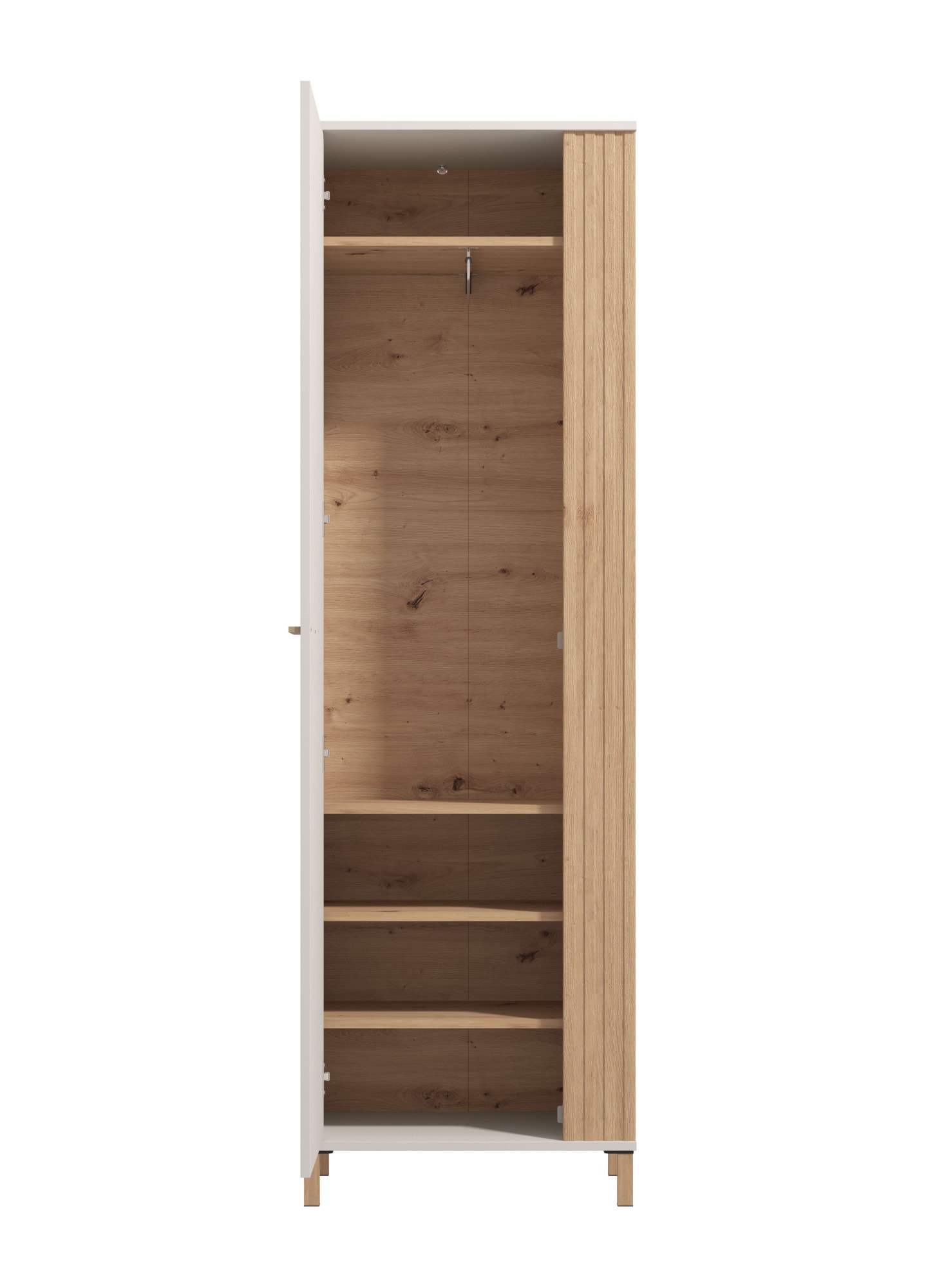 Home affaire Garderobenschrank »Belfort, Kleiderschrank, Stauraumschrank, Flurschrank, Höhe 193 cm«, mit Kleiderstange, 5 Fächer, mit einem Spiegel, in Kaschmirfarbe