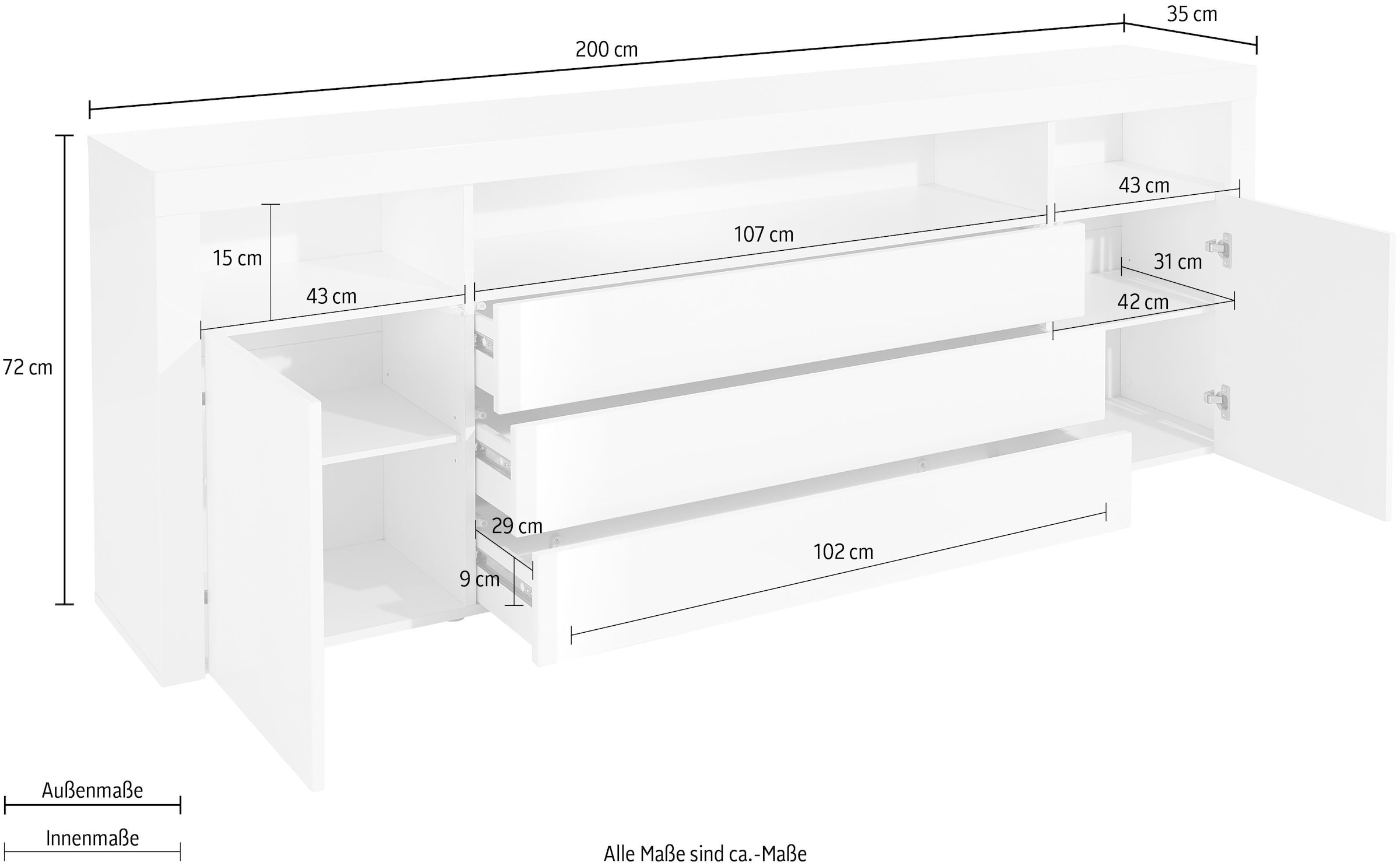 borchardt Möbel Sideboard »Santa Fe«, jetzt Breite kaufen 200 cm