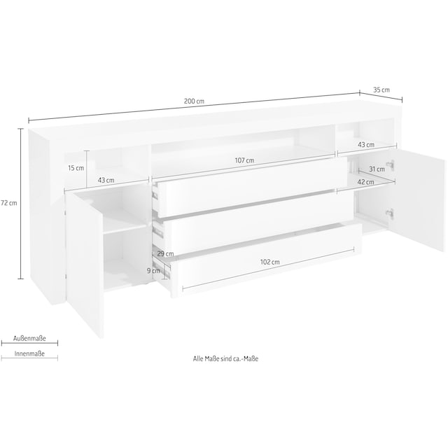 borchardt Möbel Sideboard »Santa Fe«, Breite 200 cm jetzt kaufen