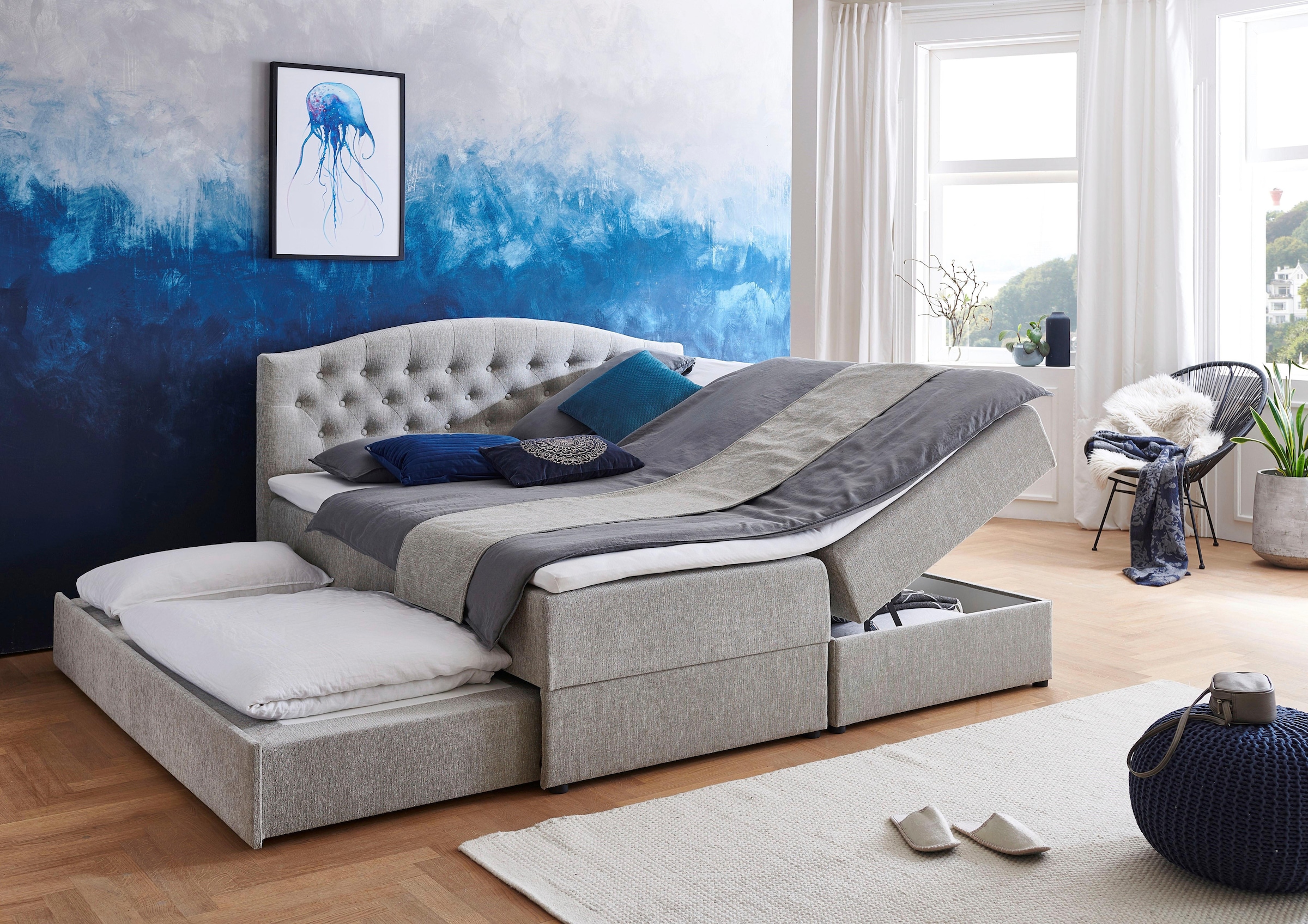 ATLANTIC home collection Boxspringbett »Lotte«, mit Topper, Bettkasten und Gästebett