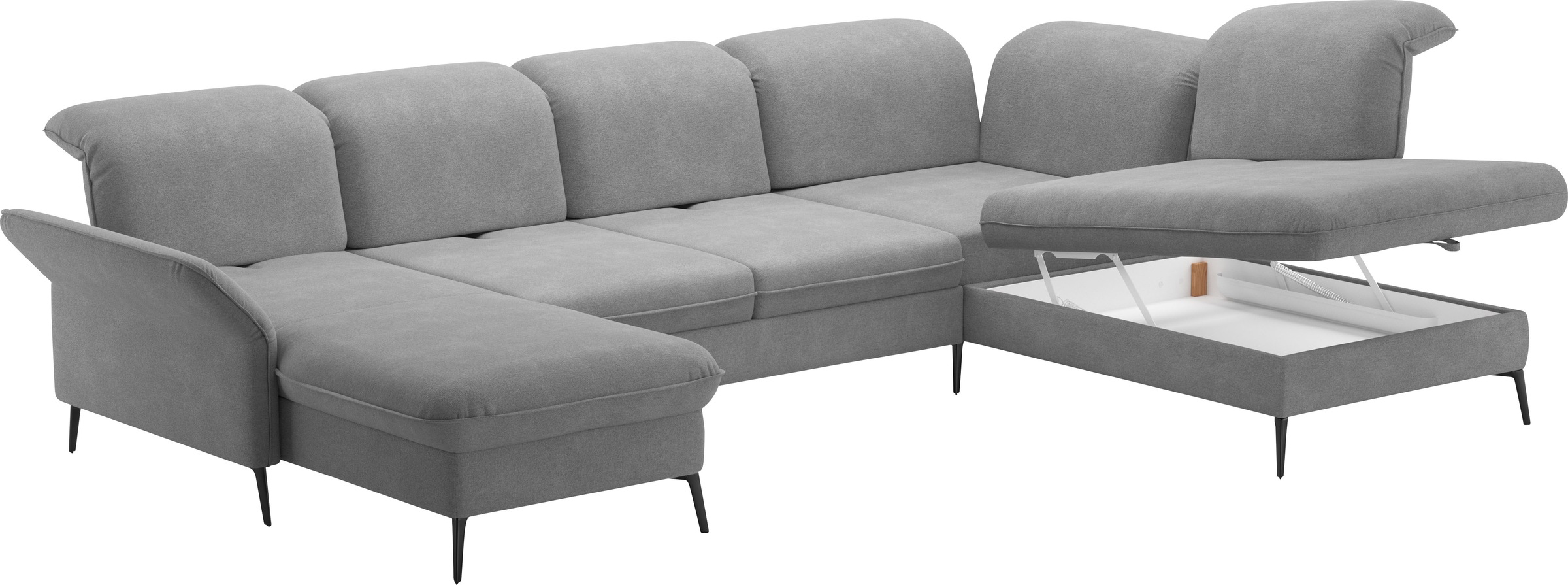 sit&more Wohnlandschaft »Emely, inkl. Sitztiefenverstellung«, wahlweise mit Bettfunktion,Bettkasten,Kopf- & Armteilverstellung