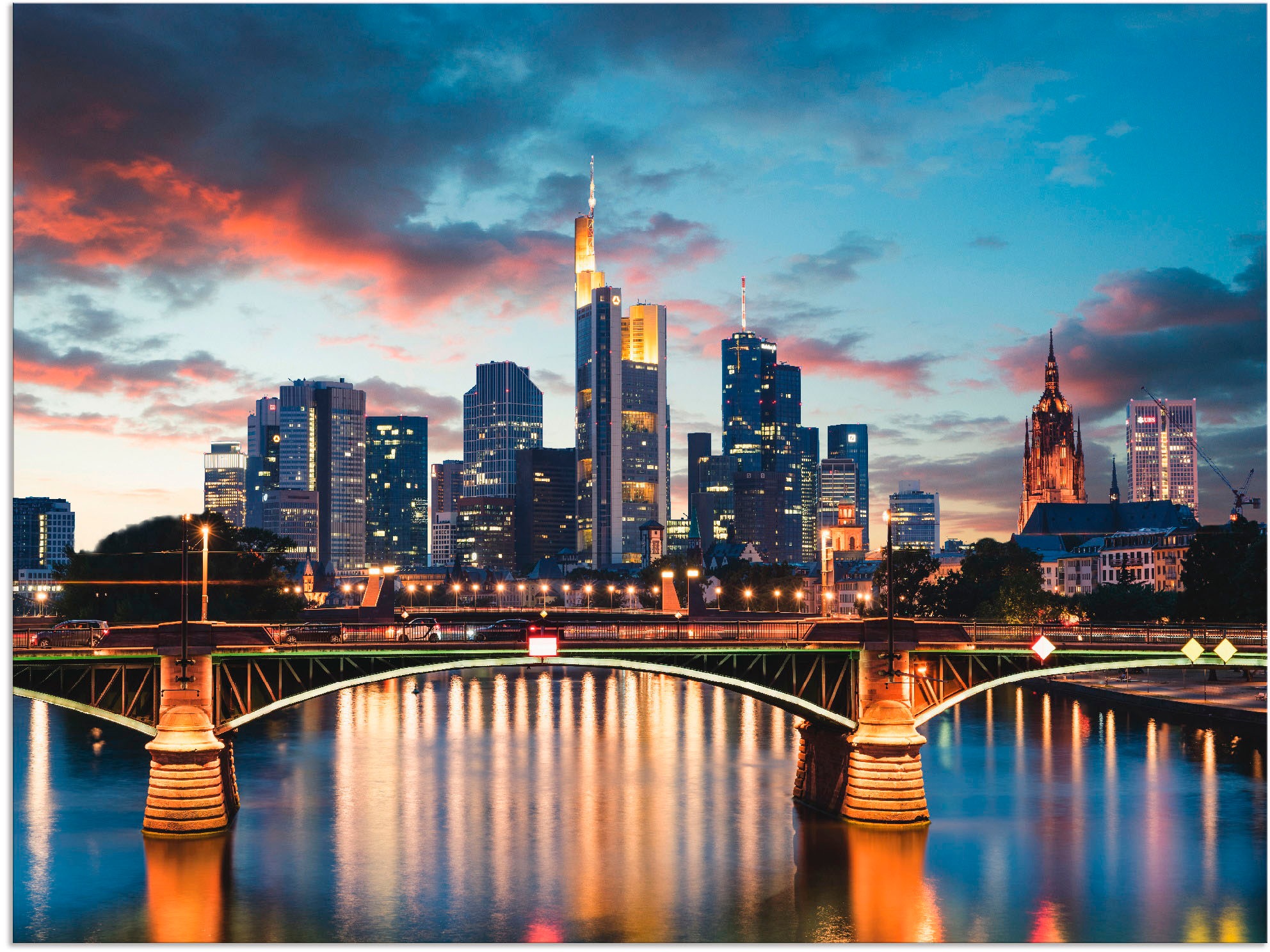 Image of Artland Alu-Dibond-Druck "Frankfurt am Main Skyline II" Deutschland 1 Stk. tlg. für Innen- und Aussenbereich geeignet, Outdoorbild