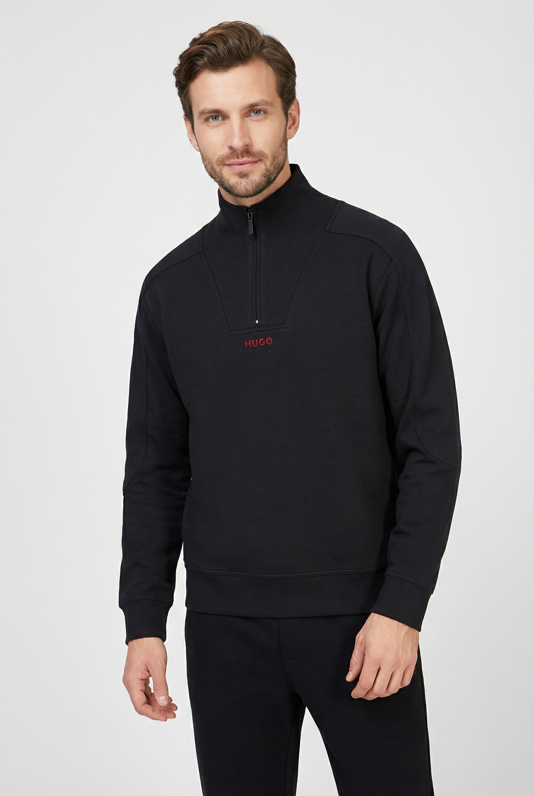 Image of HUGO Underwear Sweatshirt, Troyerkragen mit Reissverschluss