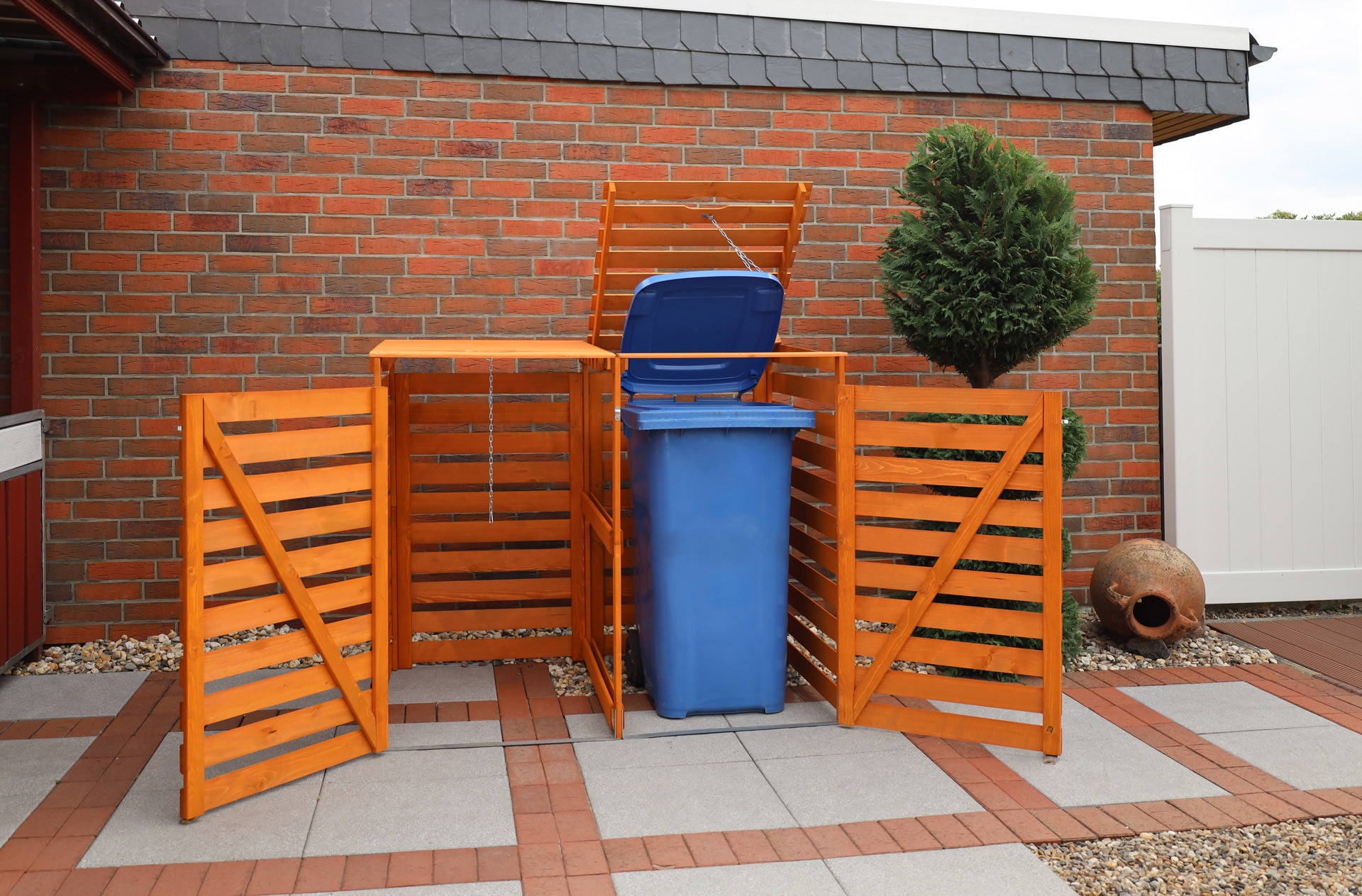 promadino Coffre à poubelles »Vario V« pour 2 x 240 l, brun